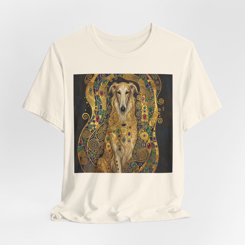 Klimt Style Irish Wolfhound T-Shirt — Gold Mosaic Art Print