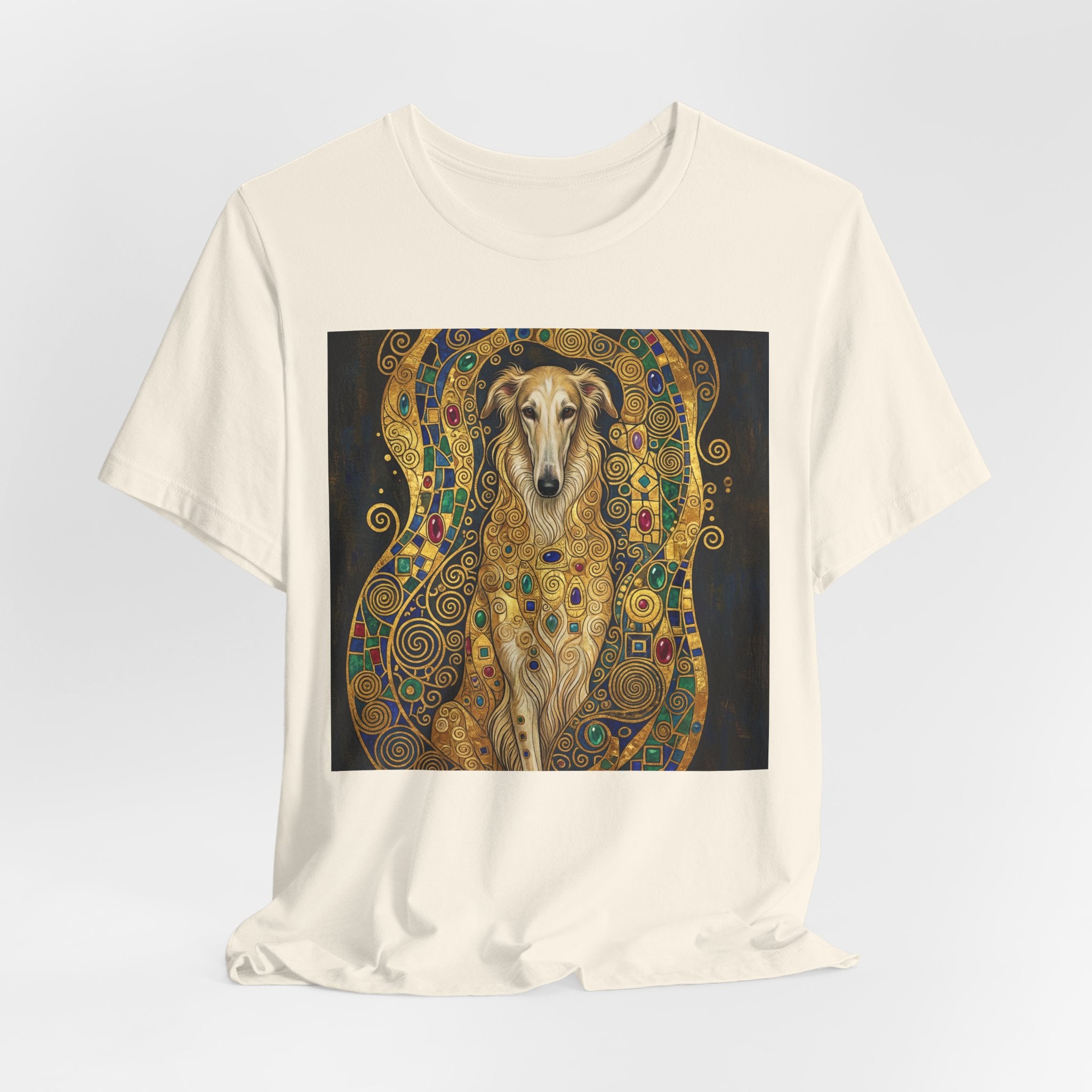 Klimt Style Irish Wolfhound T-Shirt — Gold Mosaic Art Print
