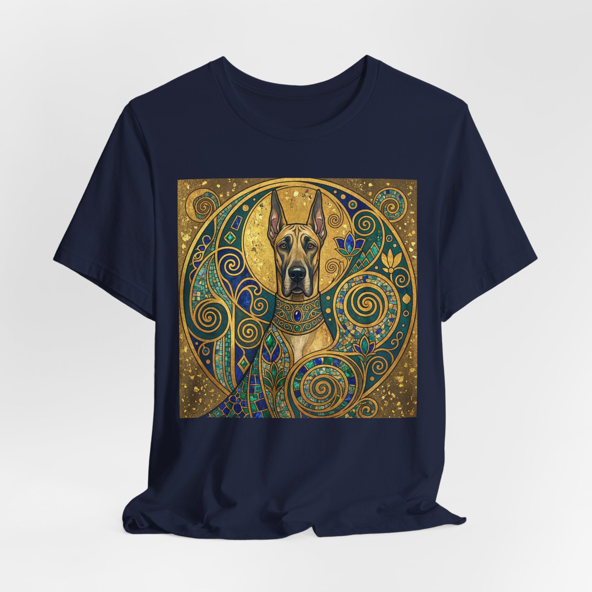 Klimt Style Great Dane T-Shirt — Gold Mosaic Mandala Art Print