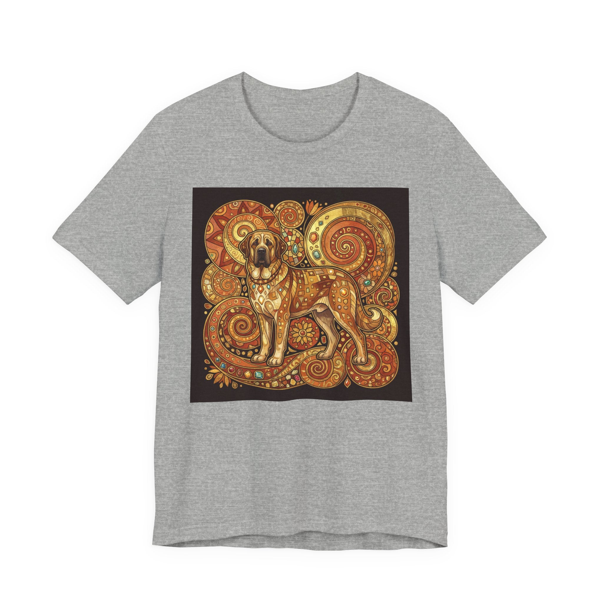 Klimt Style Spanish Mastiff T-Shirt — Gold Spiral Mosaic Art Print
