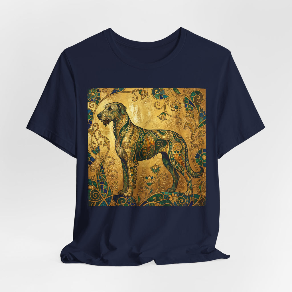Klimt Style Irish Wolfhound T-Shirt — Gold Mosaic Ornamental Art Print