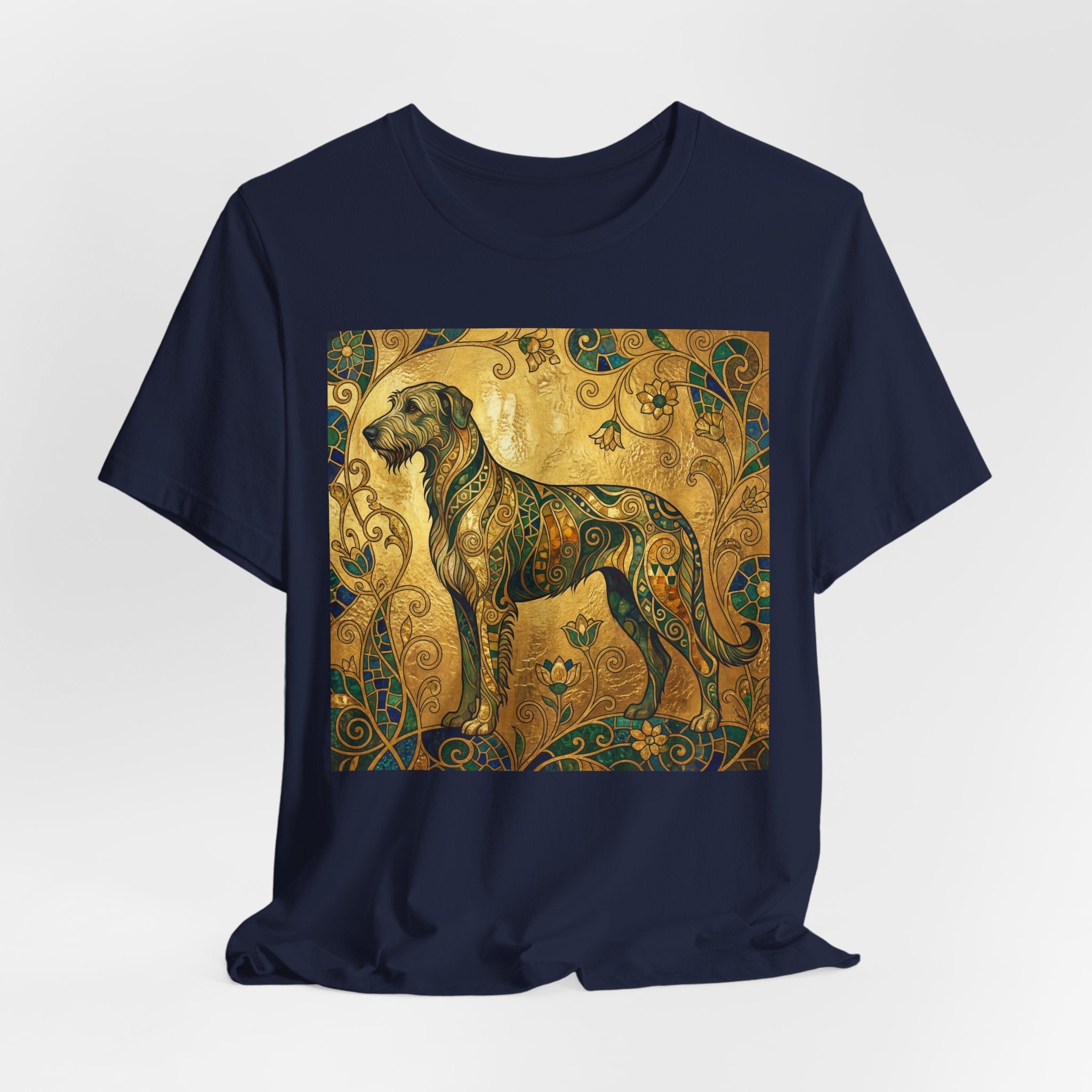 Klimt Style Irish Wolfhound T-Shirt — Gold Mosaic Ornamental Art Print