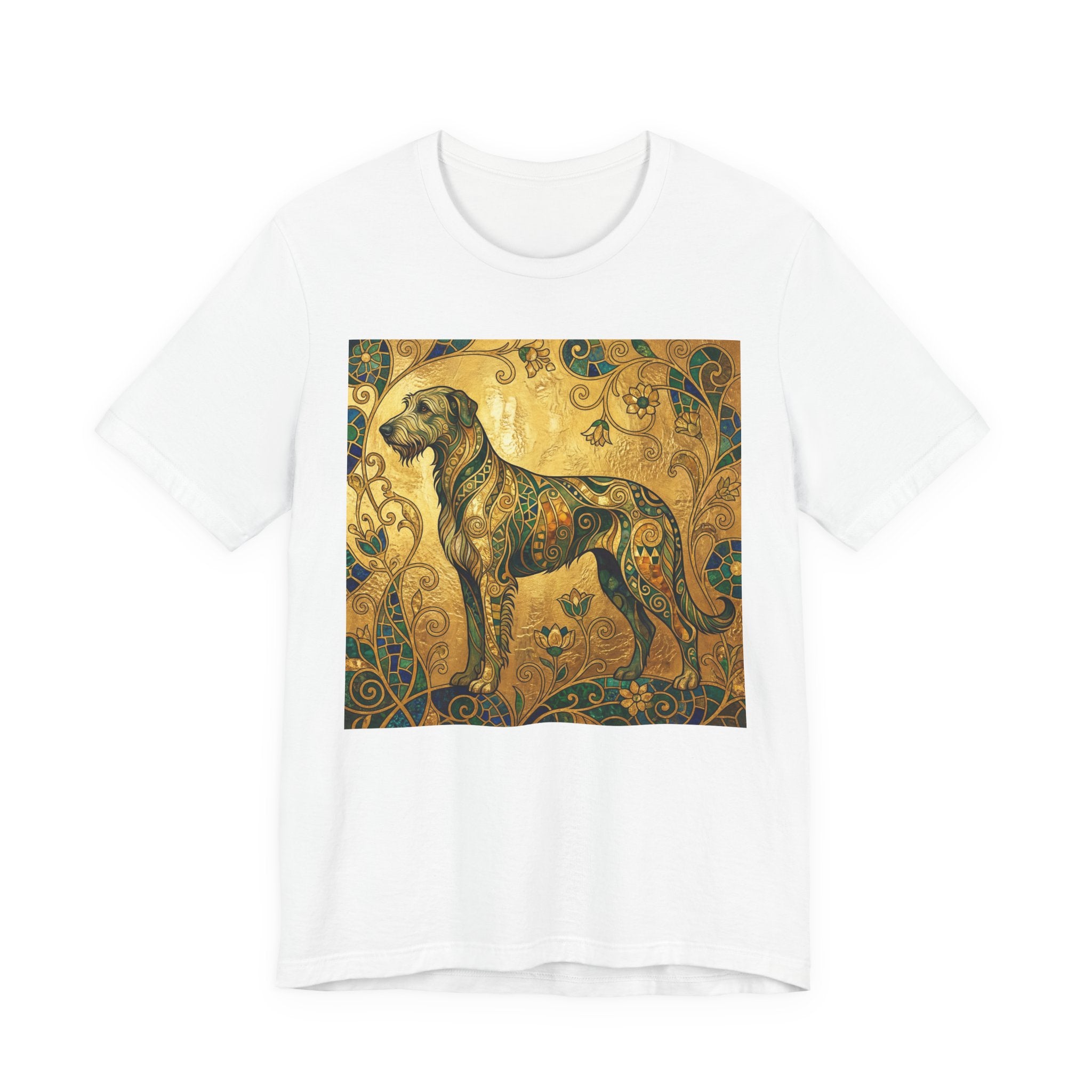 Klimt Style Irish Wolfhound T-Shirt — Gold Mosaic Ornamental Art Print