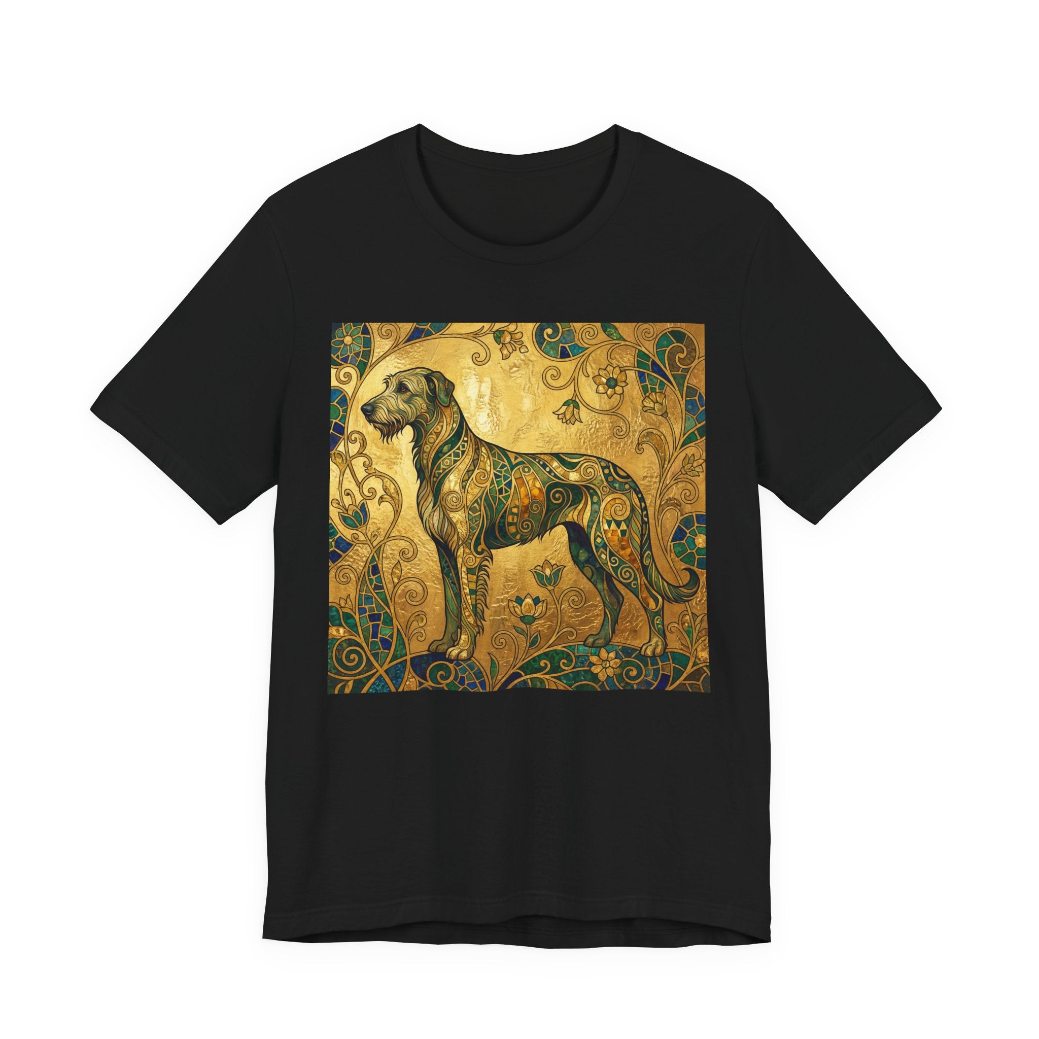 Klimt Style Irish Wolfhound T-Shirt — Gold Mosaic Ornamental Art Print