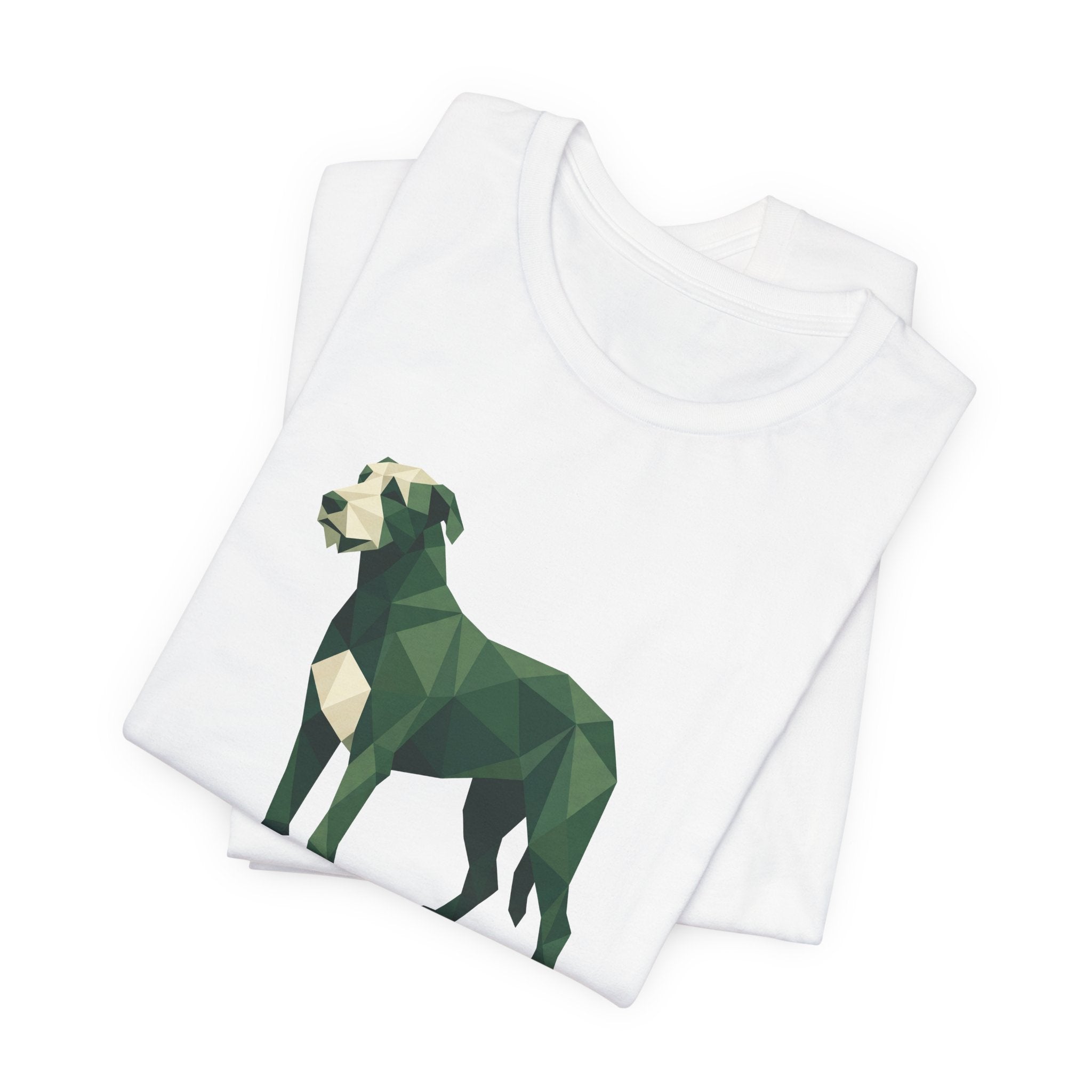 Irish Wolfhound Low Poly T-Shirt — Deep Forest Green Geometric Art Print