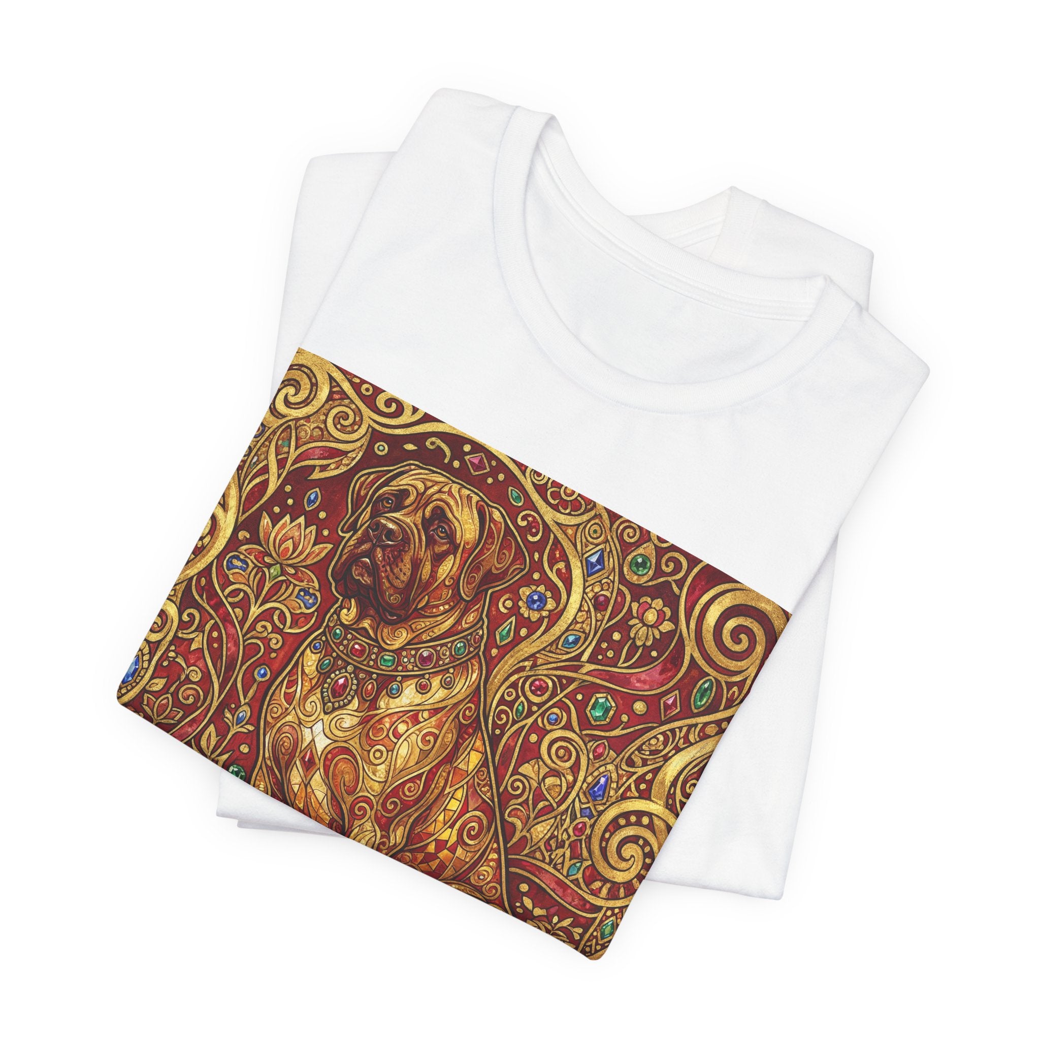 Klimt Style Mastiff T-Shirt — Gold Jeweled Ornamental Art Print