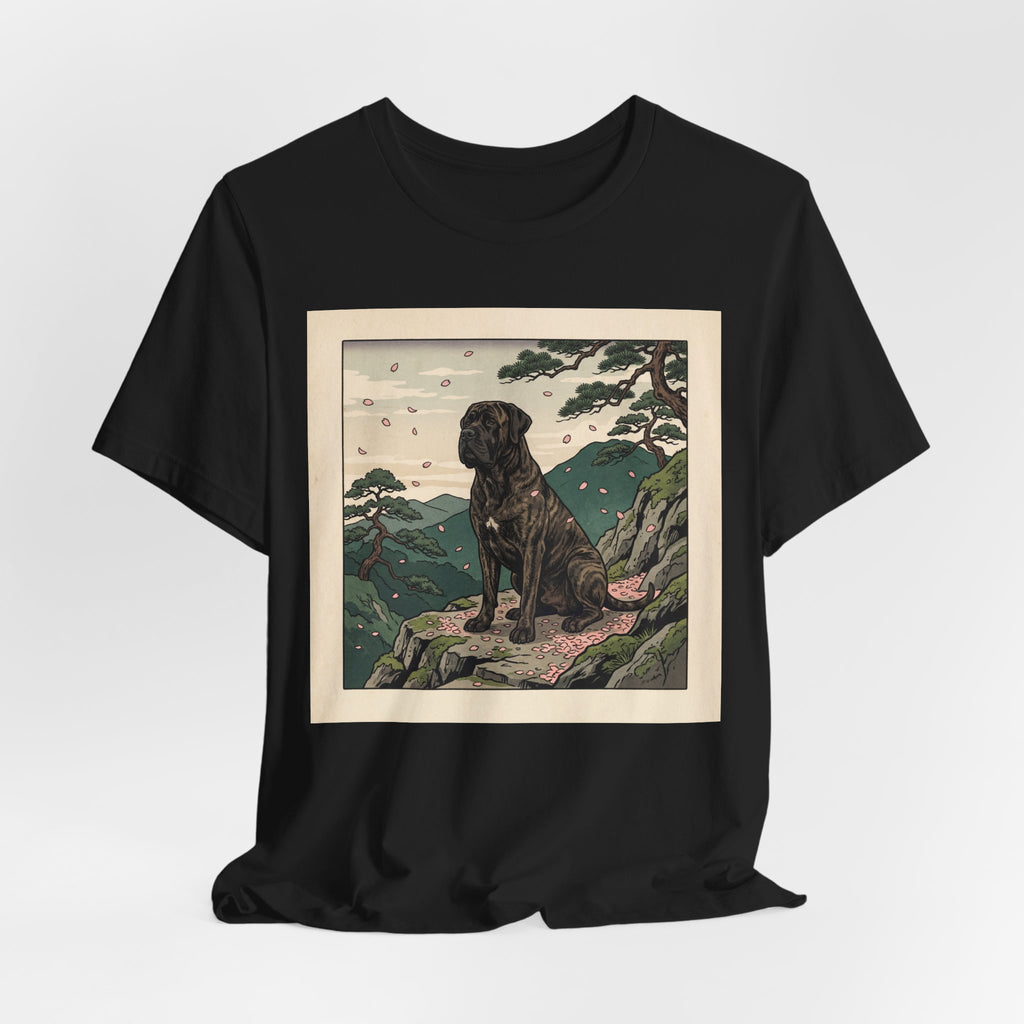 Hiroshige Style Cane Corso T-Shirt — Cherry Blossom Mountain Art Print