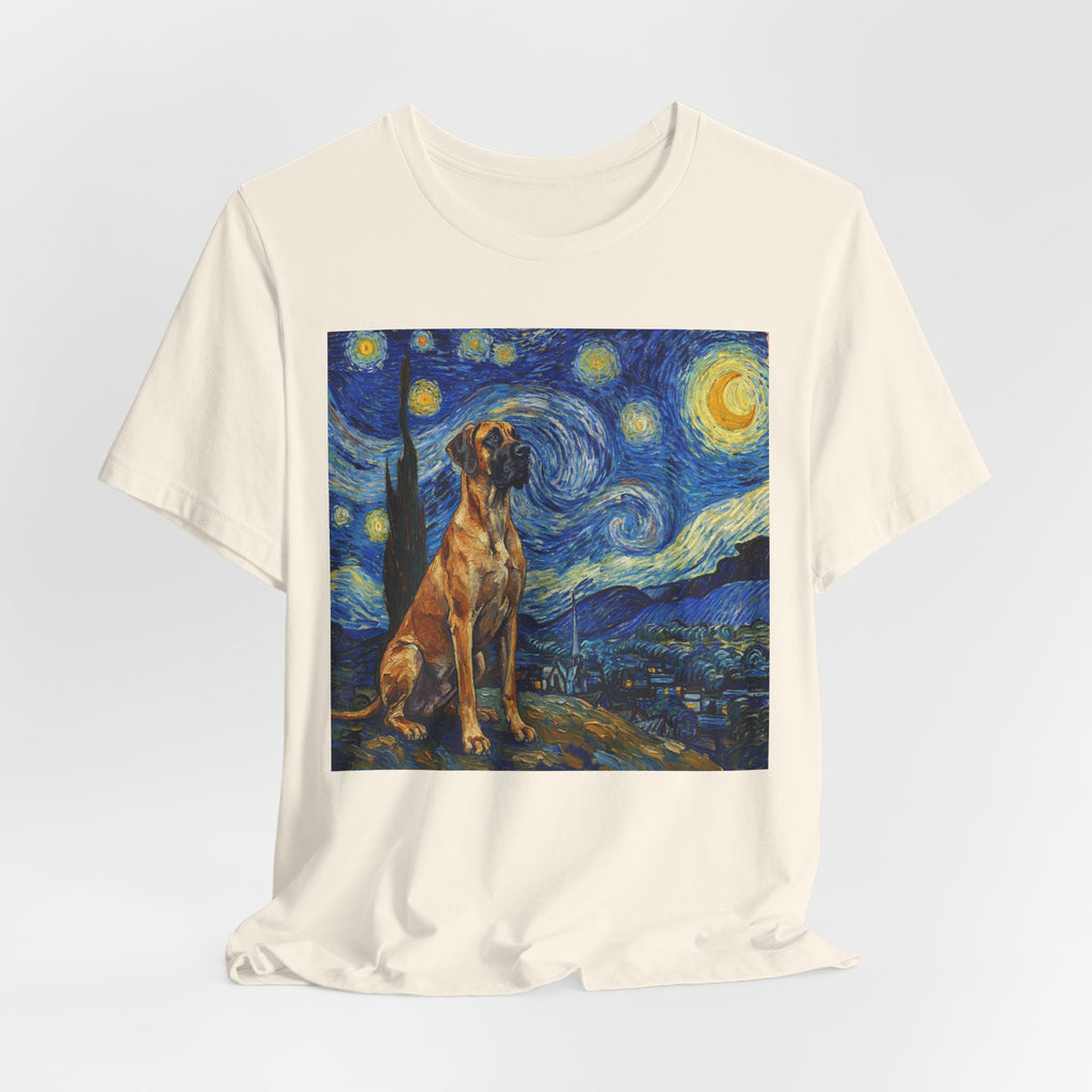 Van Gogh Style Great Dane T-Shirt — Starry Night Inspired Art Print
