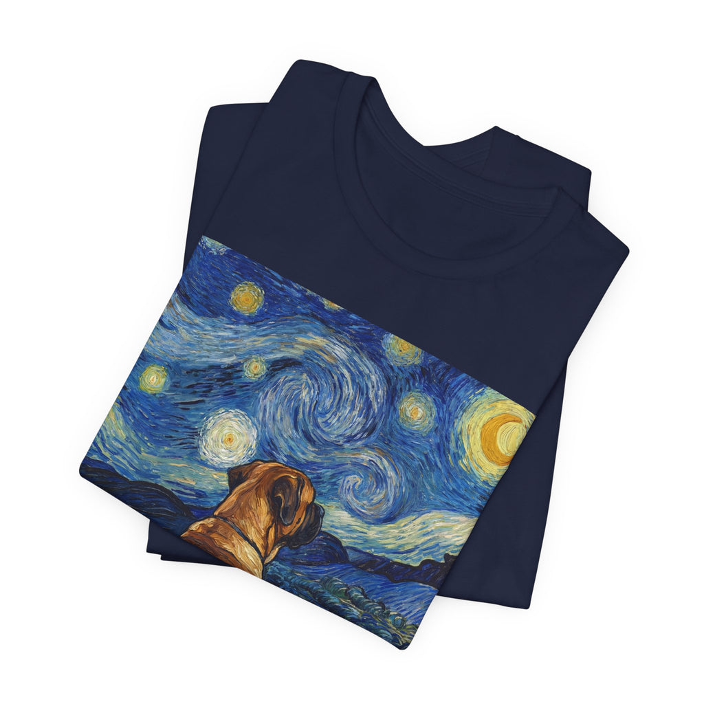 Van Gogh Style Mastiff T-Shirt — Starry Night Gaze Art Print