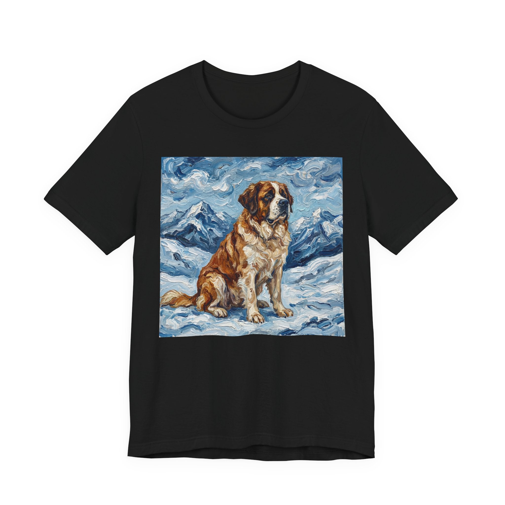 Van Gogh Style Saint Bernard T-Shirt — Alpine Snow Art Print