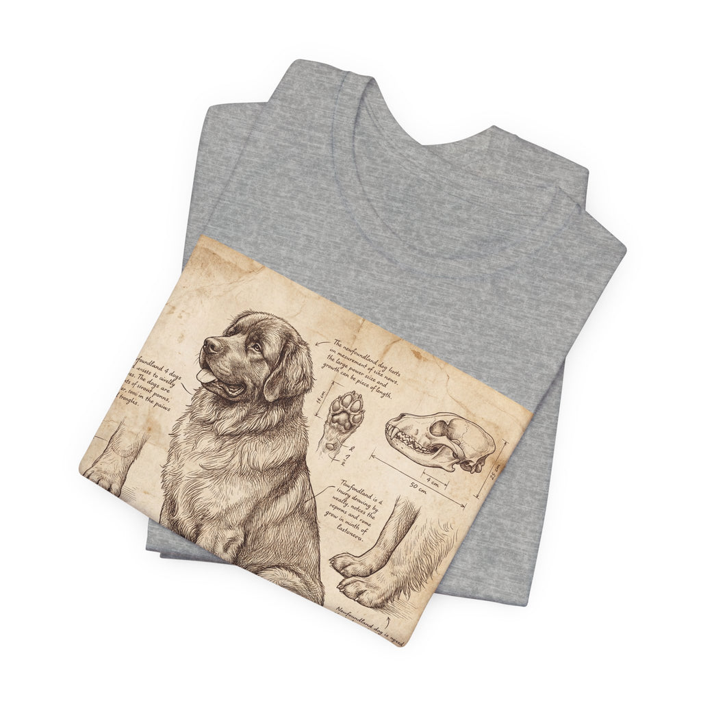 Da Vinci Style Newfoundland T-Shirt — Anatomical Parchment Art Print
