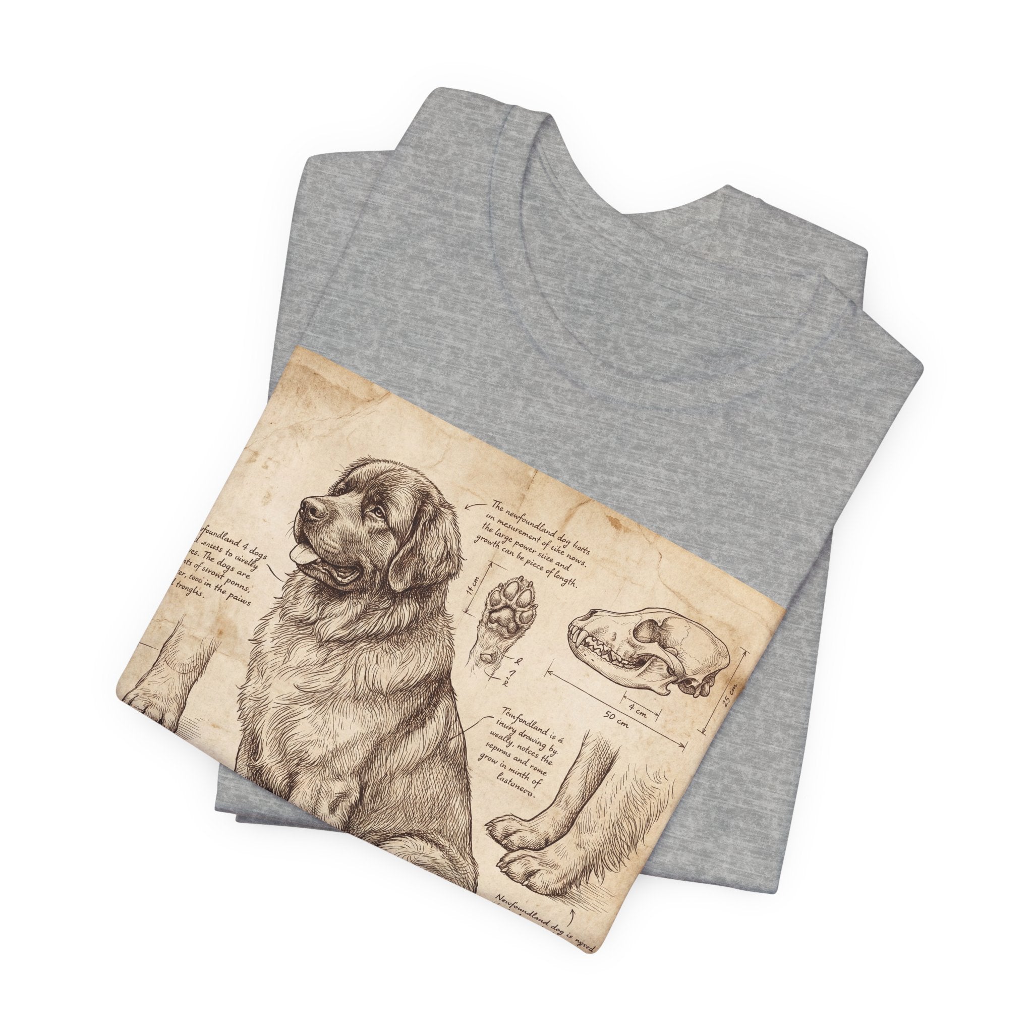 Da Vinci Style Newfoundland T-Shirt — Anatomical Parchment Art Print