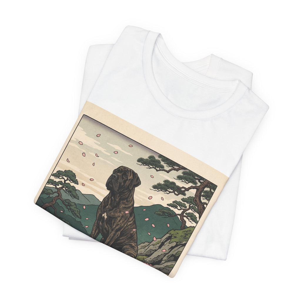 Hiroshige Style Cane Corso T-Shirt — Cherry Blossom Mountain Art Print