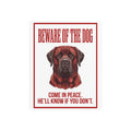 Beware of Mastiff Metal Sign – Red Portrait Aluminum Wall Sign – side view