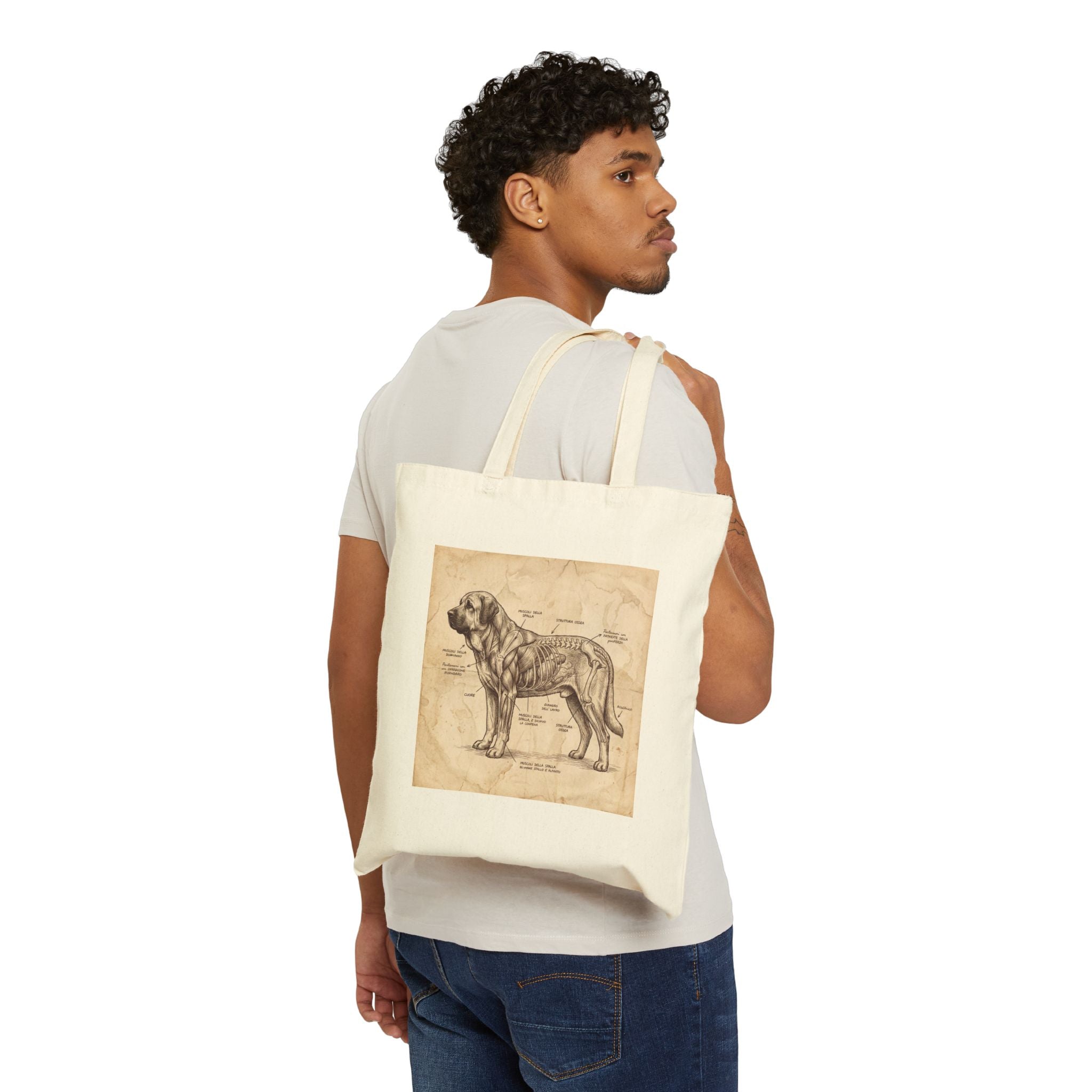 Anatomical Sketch Spanish Mastiff Tote Bag – Italian Label Art Print – lifestyle view