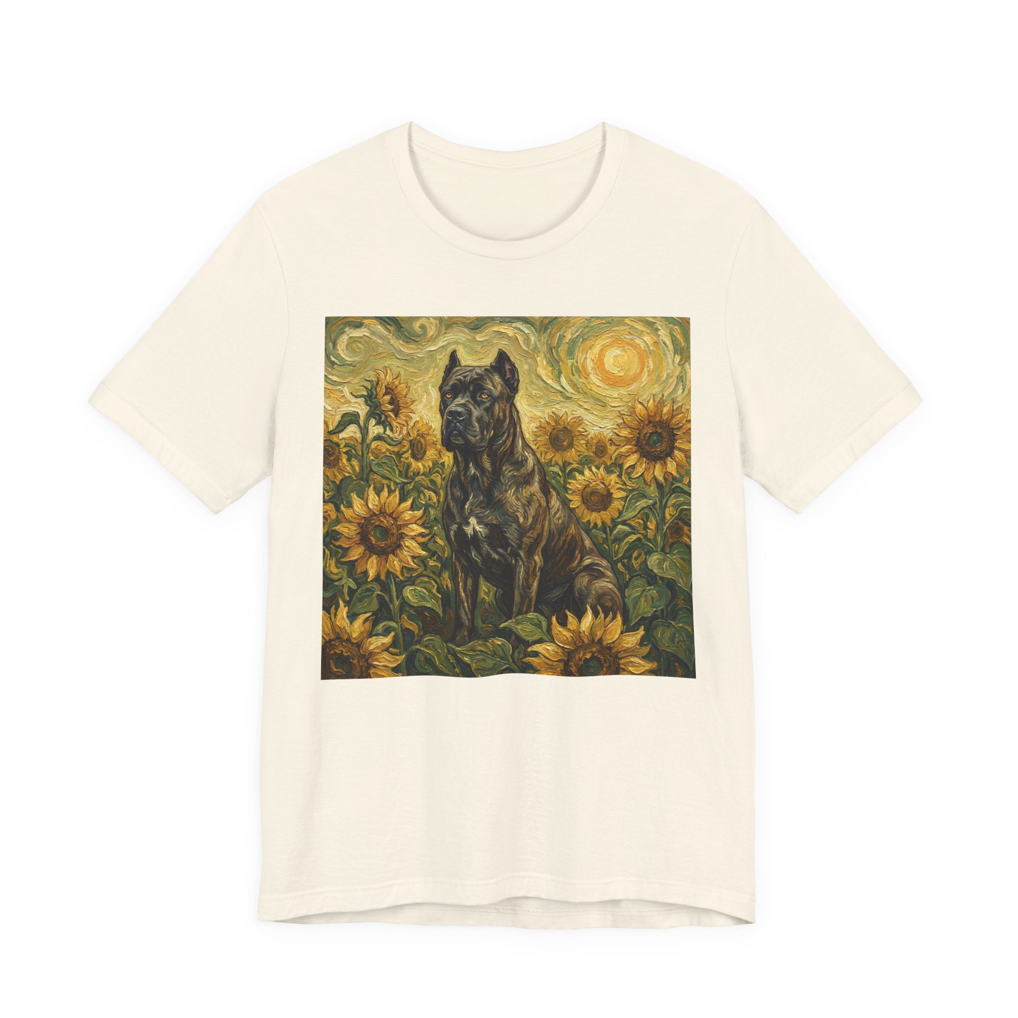 Van Gogh Style Cane Corso T-Shirt — Sunflower Field Art Print