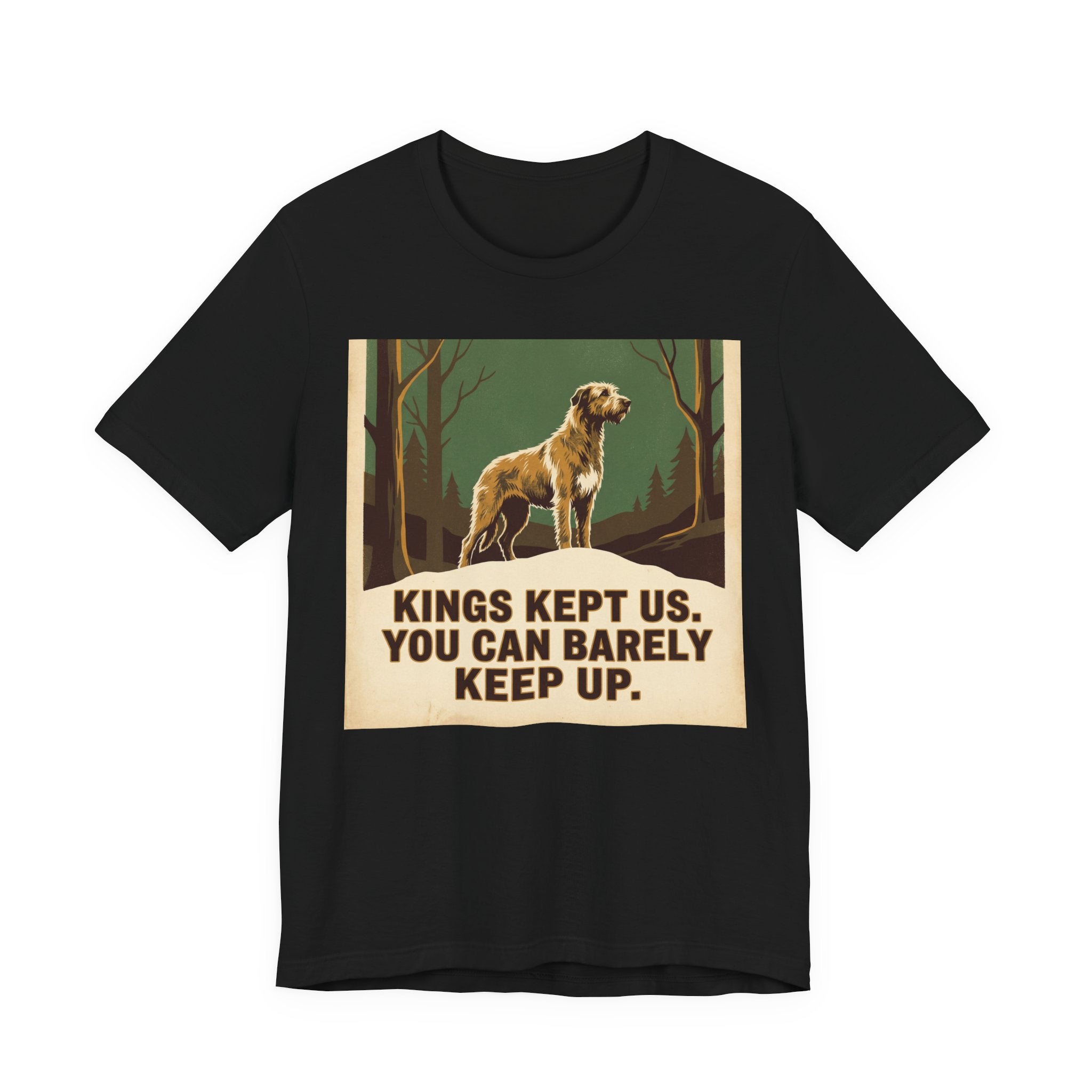 Irish Wolfhound Vintage Retro Art T-Shirt | Forest Green Poster Style