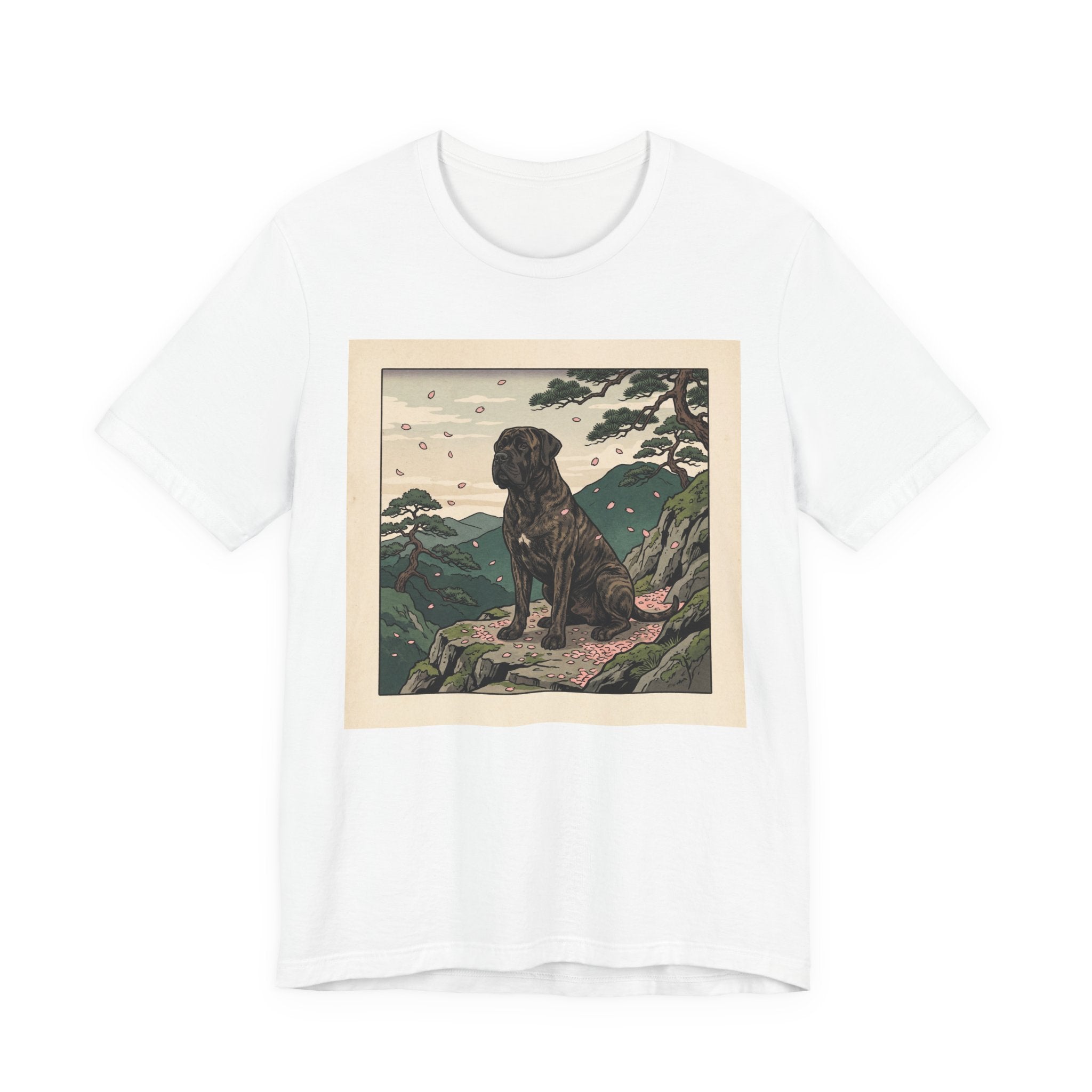 Hiroshige Style Cane Corso T-Shirt — Cherry Blossom Mountain Art Print