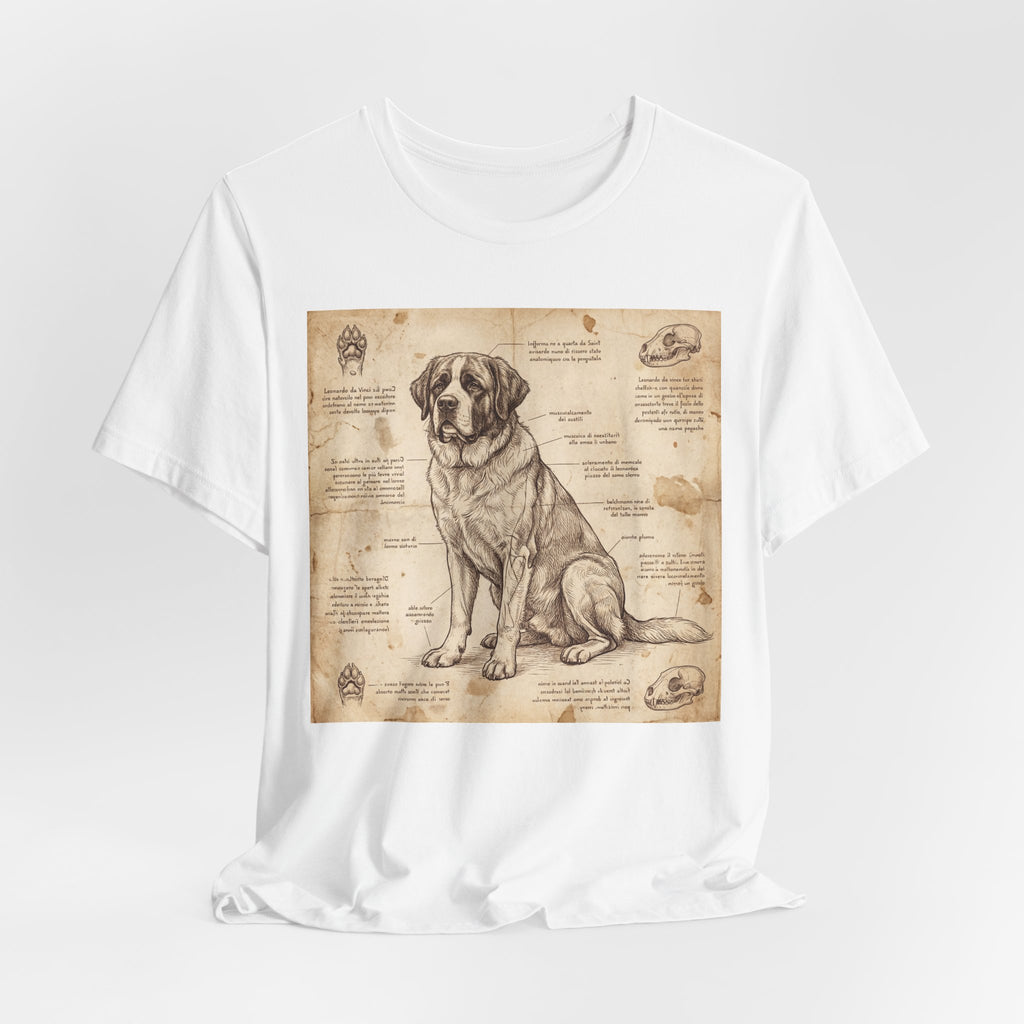 Da Vinci Style Saint Bernard T-Shirt — Anatomical Blueprint Art Print