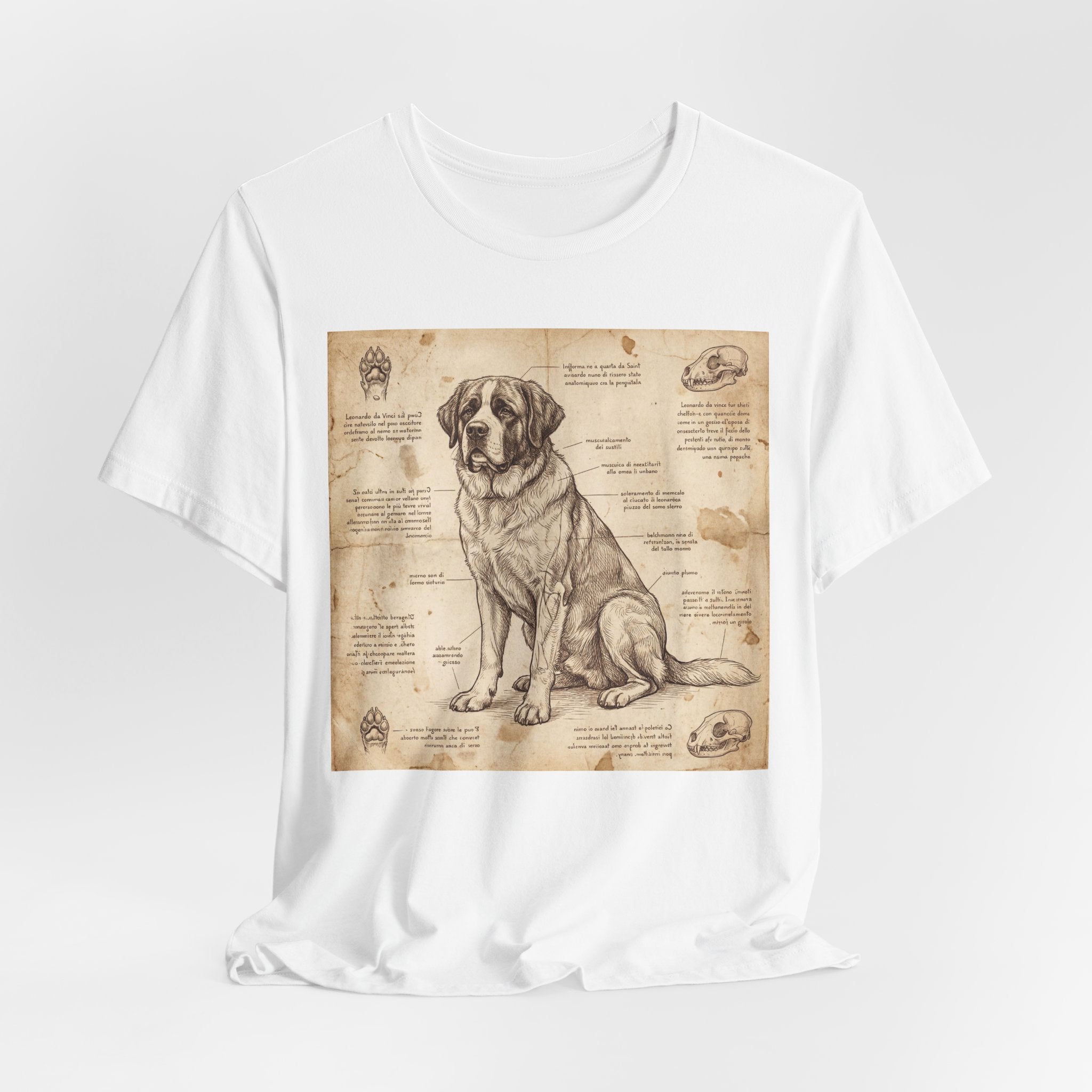 Da Vinci Style Saint Bernard T-Shirt — Anatomical Blueprint Art Print