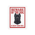 Beware of Cane Corso Metal Sign – Red Border Portrait Aluminum Wall Sign – side view