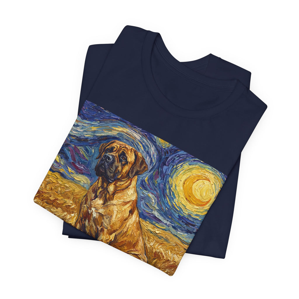 Van Gogh Style Mastiff T-Shirt — Starry Night Wheat Field Art Print