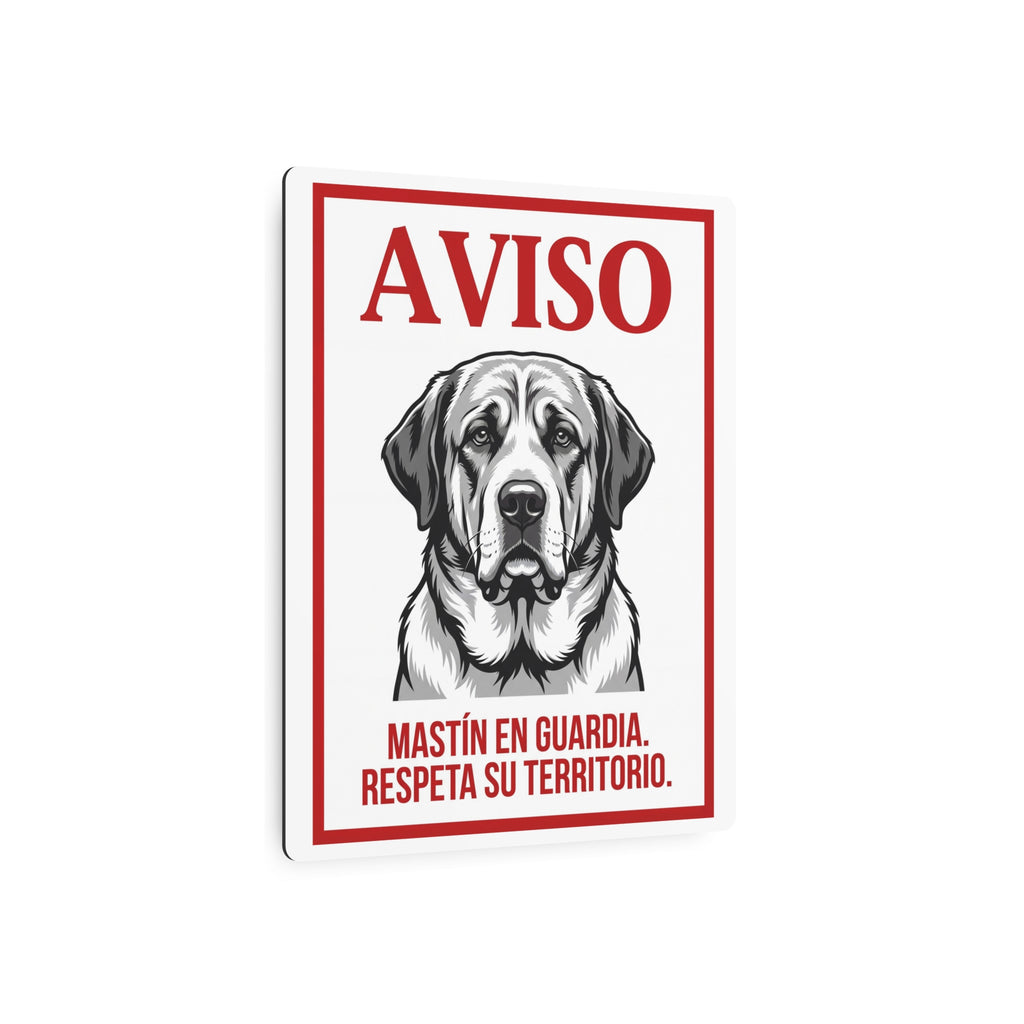 Beware of Spanish Mastiff Metal Sign – Bold Portrait Aluminum Wall Sign – lifestyle view