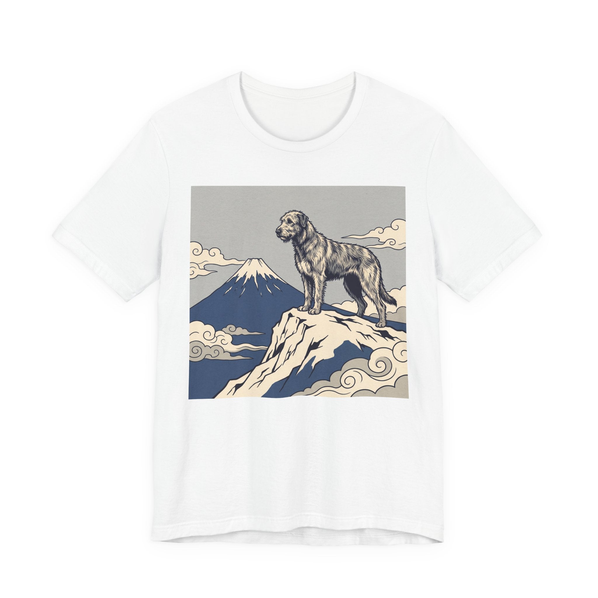 Hokusai Style Irish Wolfhound T-Shirt — Mountain Blue Clouds Art Print