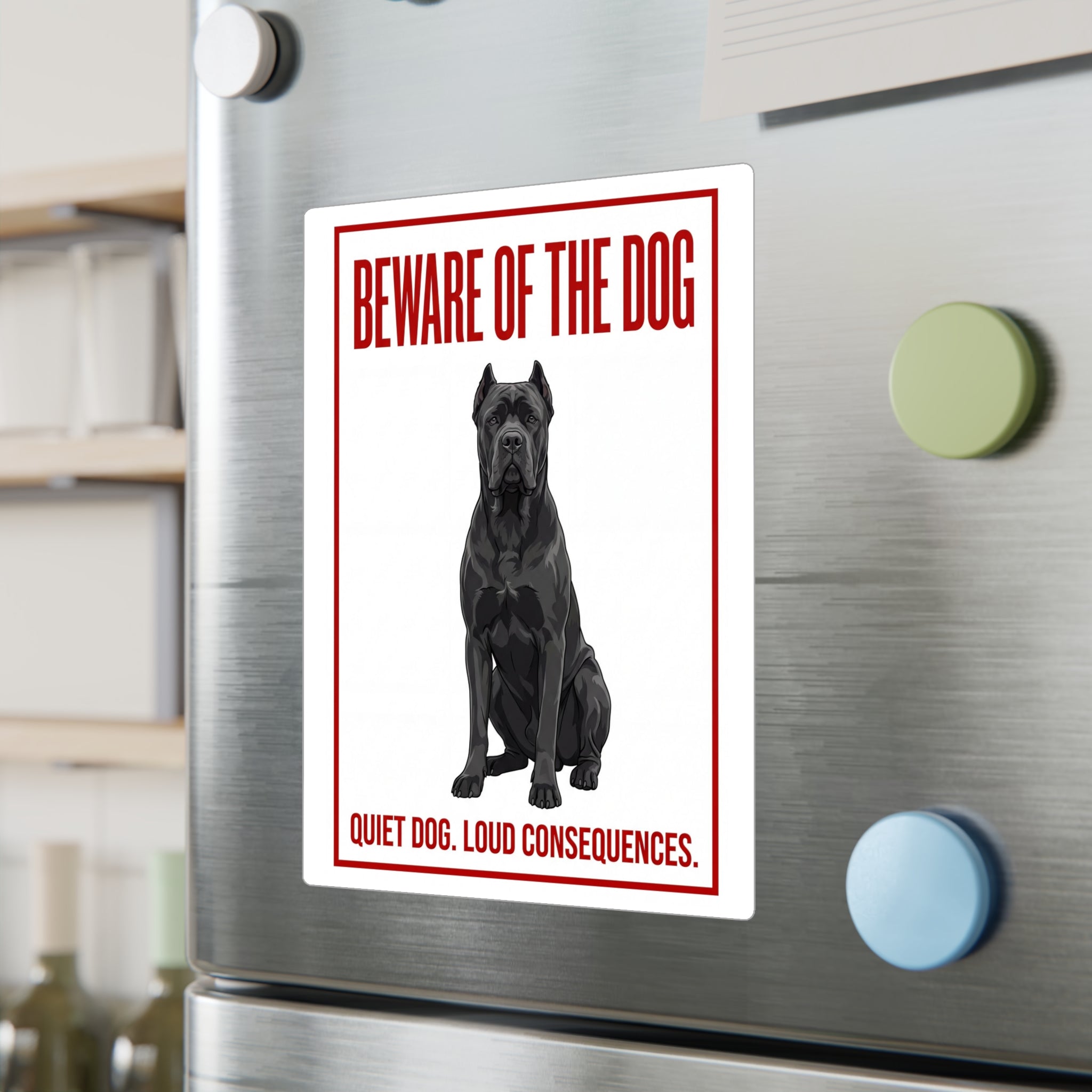 Beware of Cane Corso Sign – Bold Red Warning Outdoor Vinyl Decal – lifestyle view