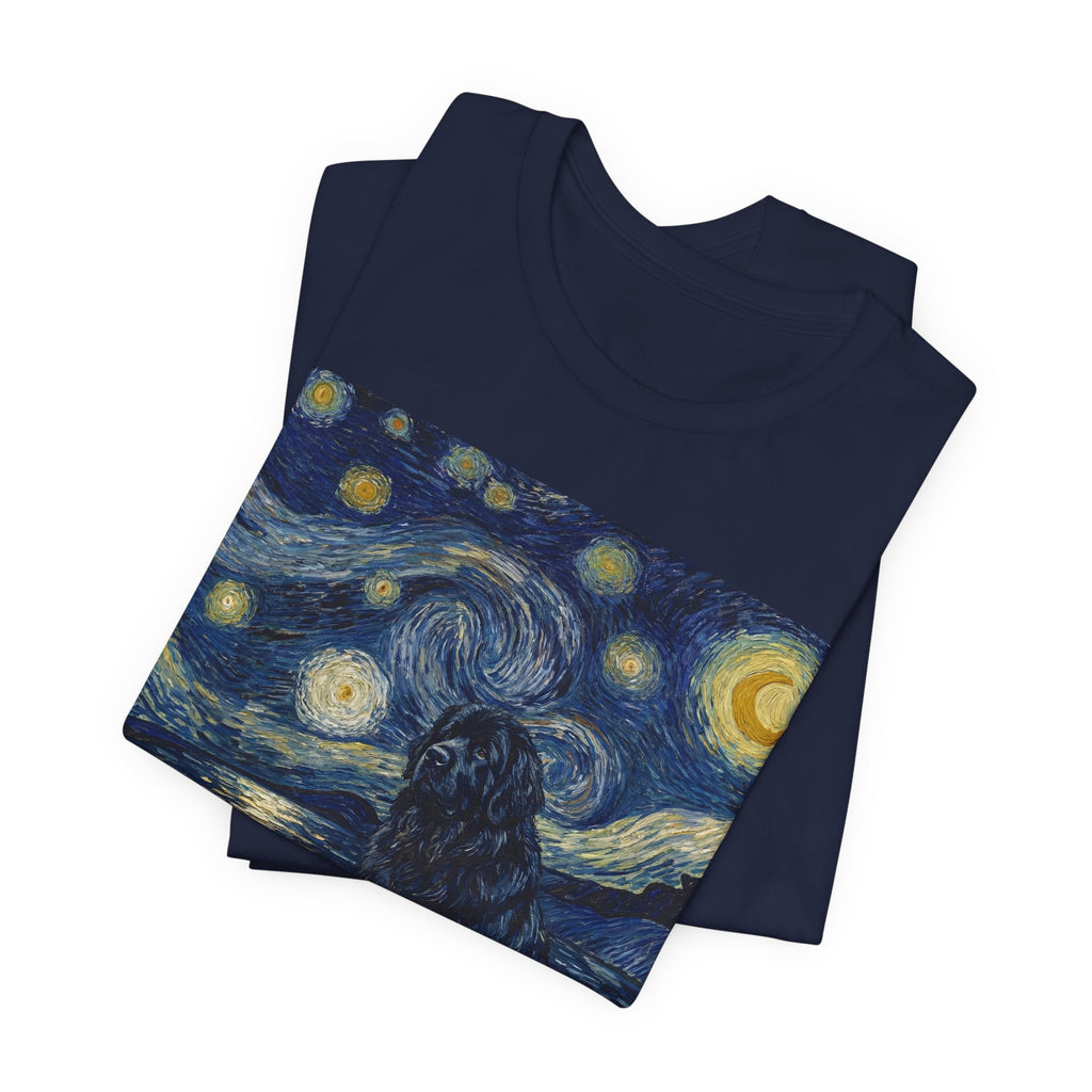 Van Gogh Style Newfoundland T-Shirt — Moonlit Seascape Art Print