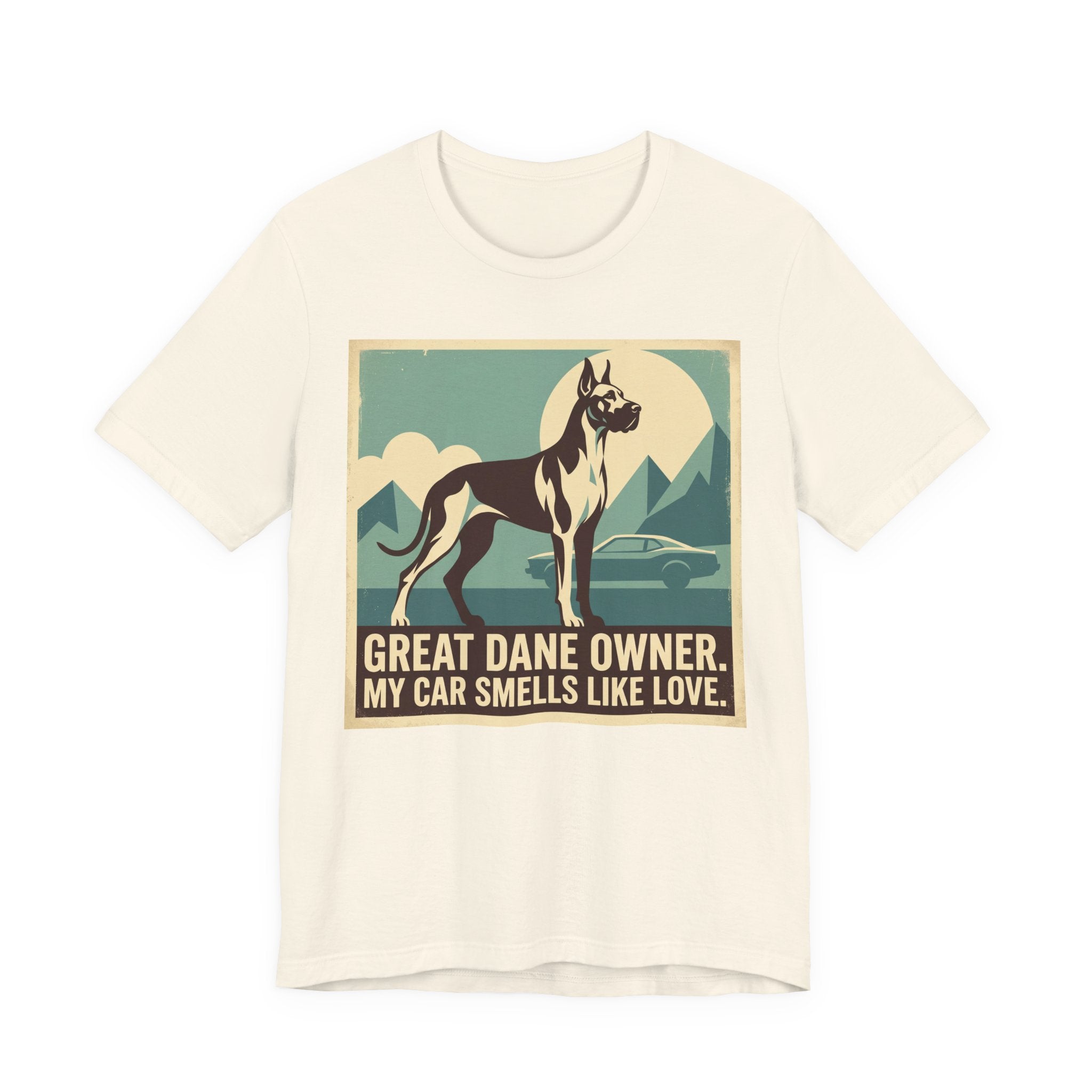 Great Dane Vintage Retro Art T-Shirt | Teal Mountain Silhouette