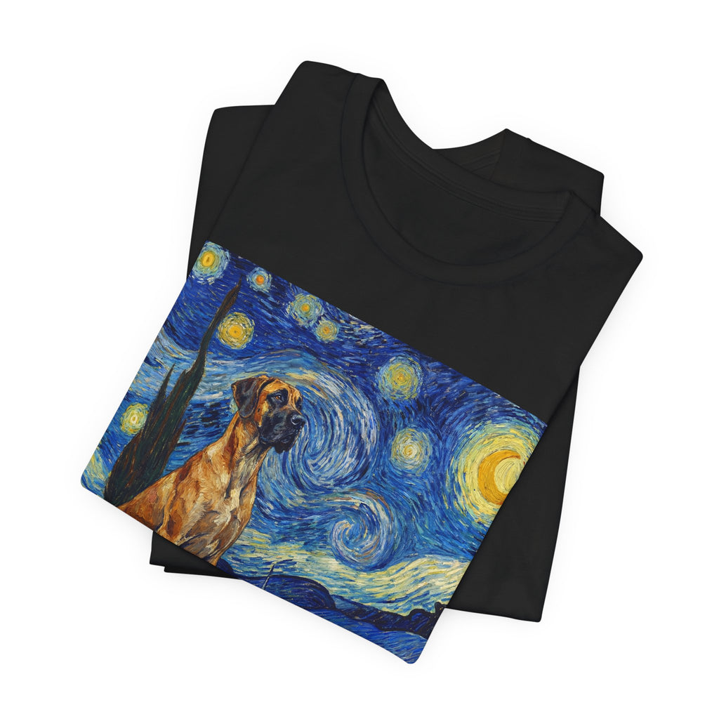 Van Gogh Style Great Dane T-Shirt — Starry Night Inspired Art Print