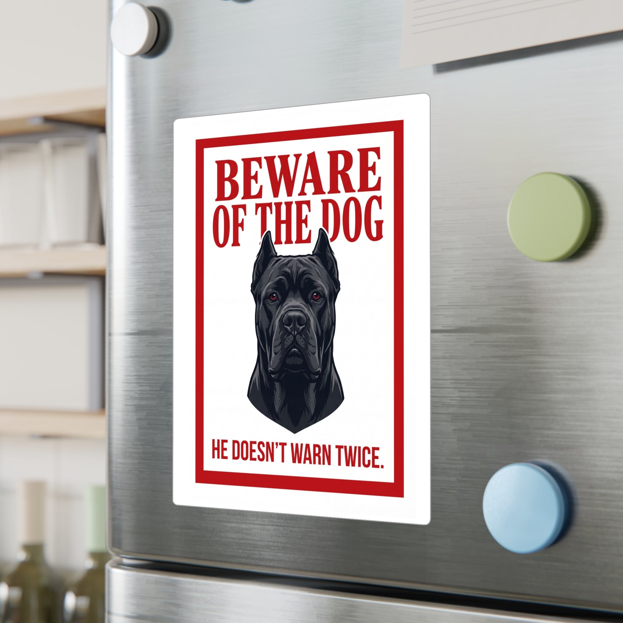 Beware of Cane Corso Sign – Bold Red Warning Outdoor Vinyl Decal – lifestyle view