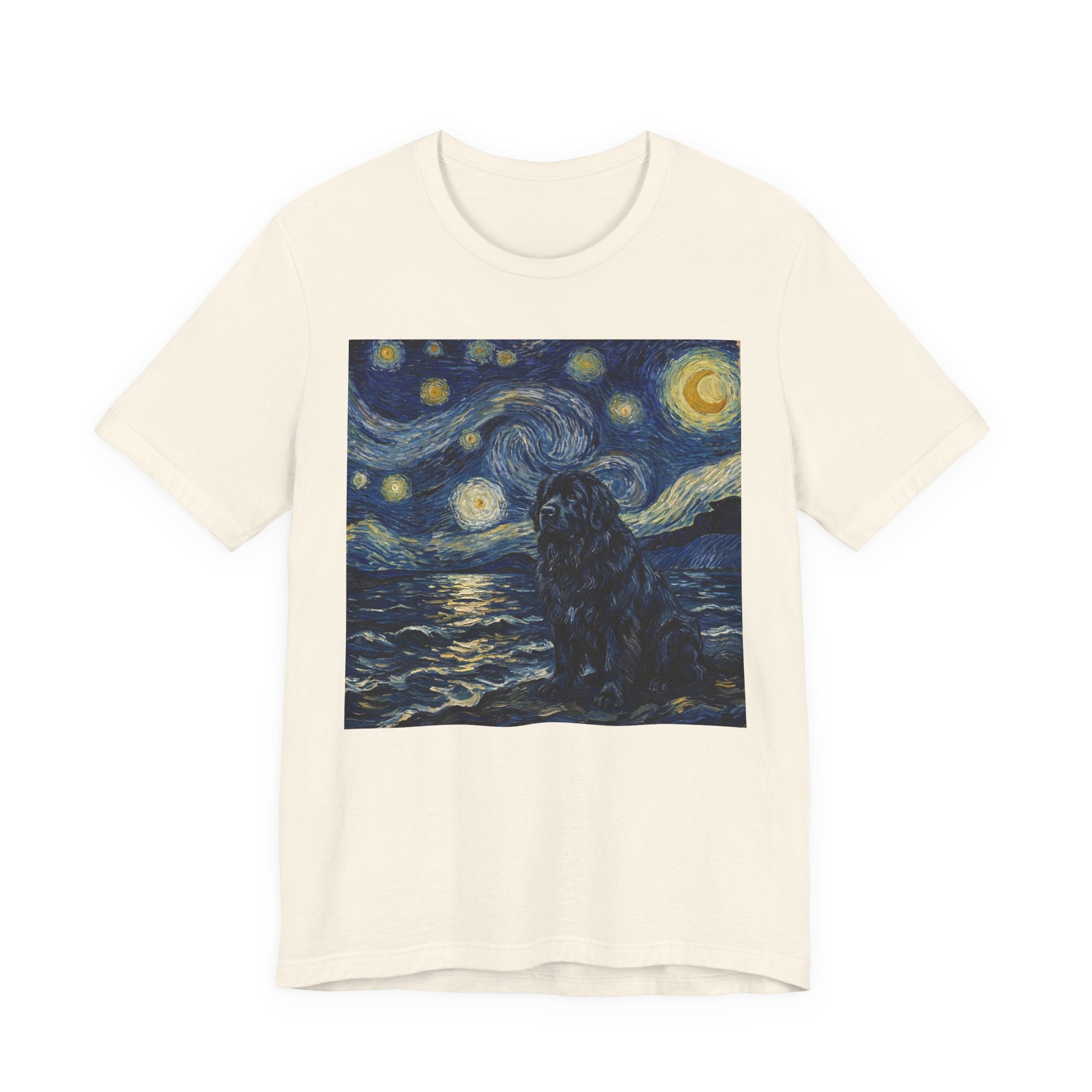 Van Gogh Style Newfoundland T-Shirt — Moonlit Seascape Art Print