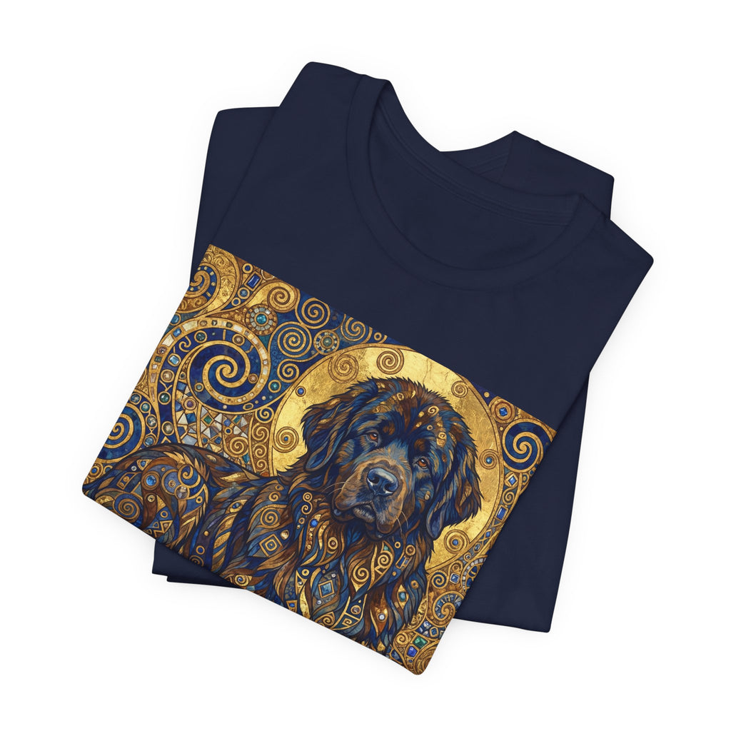 Klimt Style Newfoundland T-Shirt — Gold Spiral Art Print