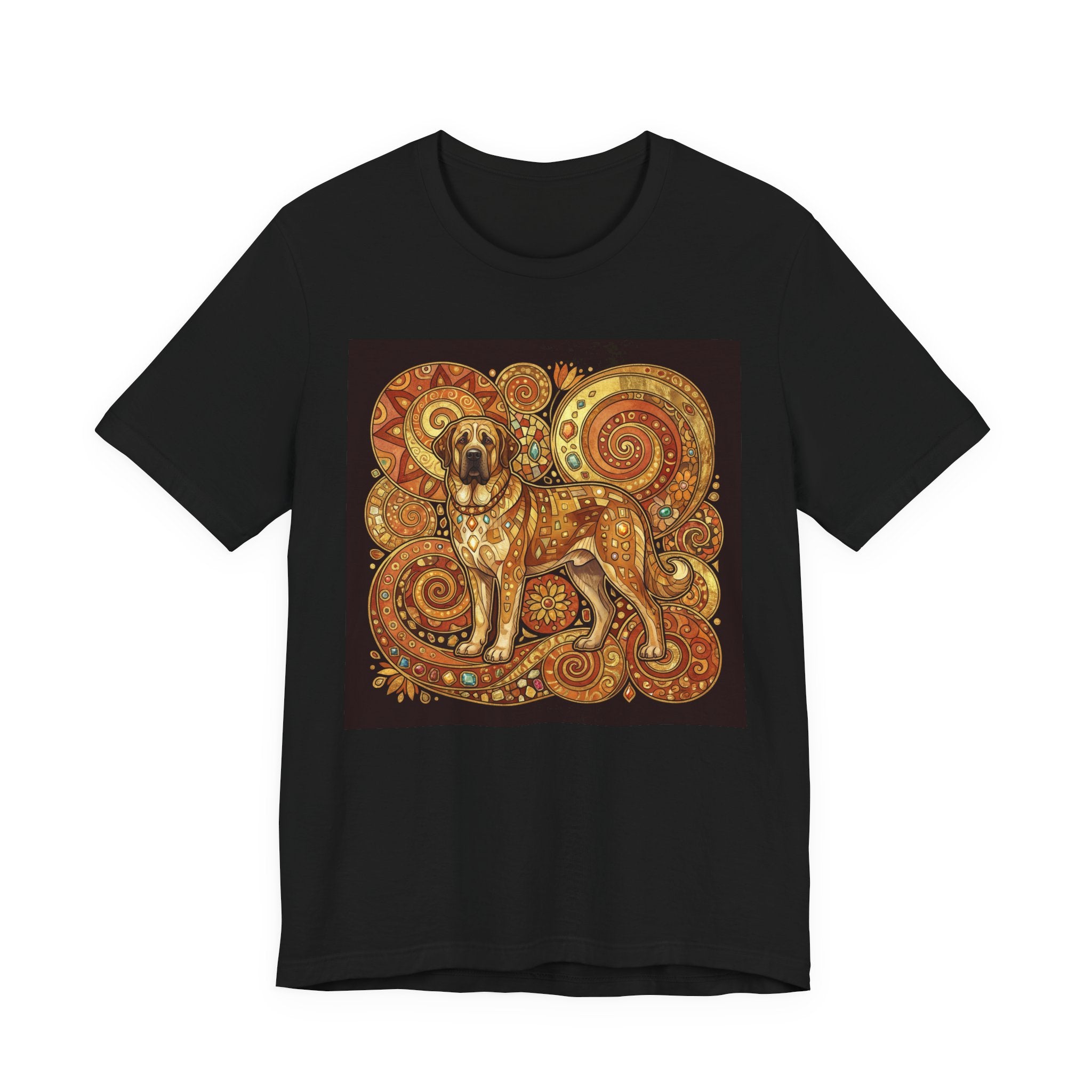 Klimt Style Spanish Mastiff T-Shirt — Gold Spiral Mosaic Art Print