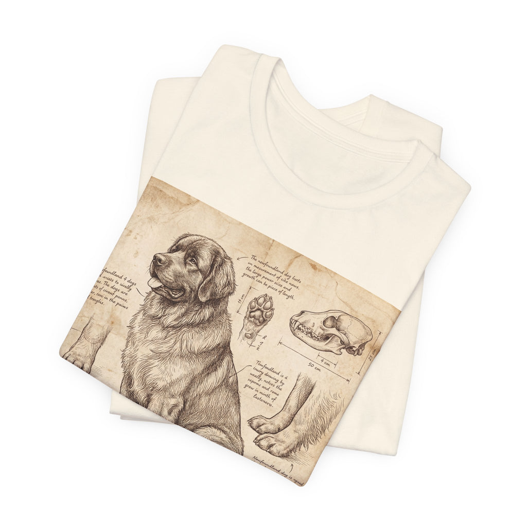 Da Vinci Style Newfoundland T-Shirt — Anatomical Parchment Art Print