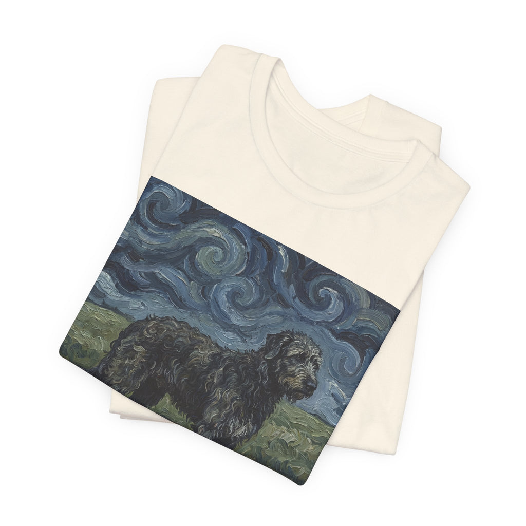 Van Gogh Style Irish Wolfhound T-Shirt — Swirling Storm Field Art Print