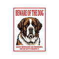 Beware of Saint Bernard Sign – Red Block Letter Outdoor Vinyl Decal – side view