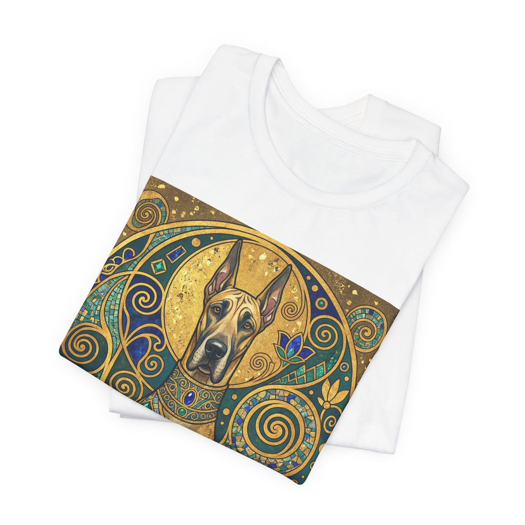 Klimt Style Great Dane T-Shirt — Gold Mosaic Mandala Art Print