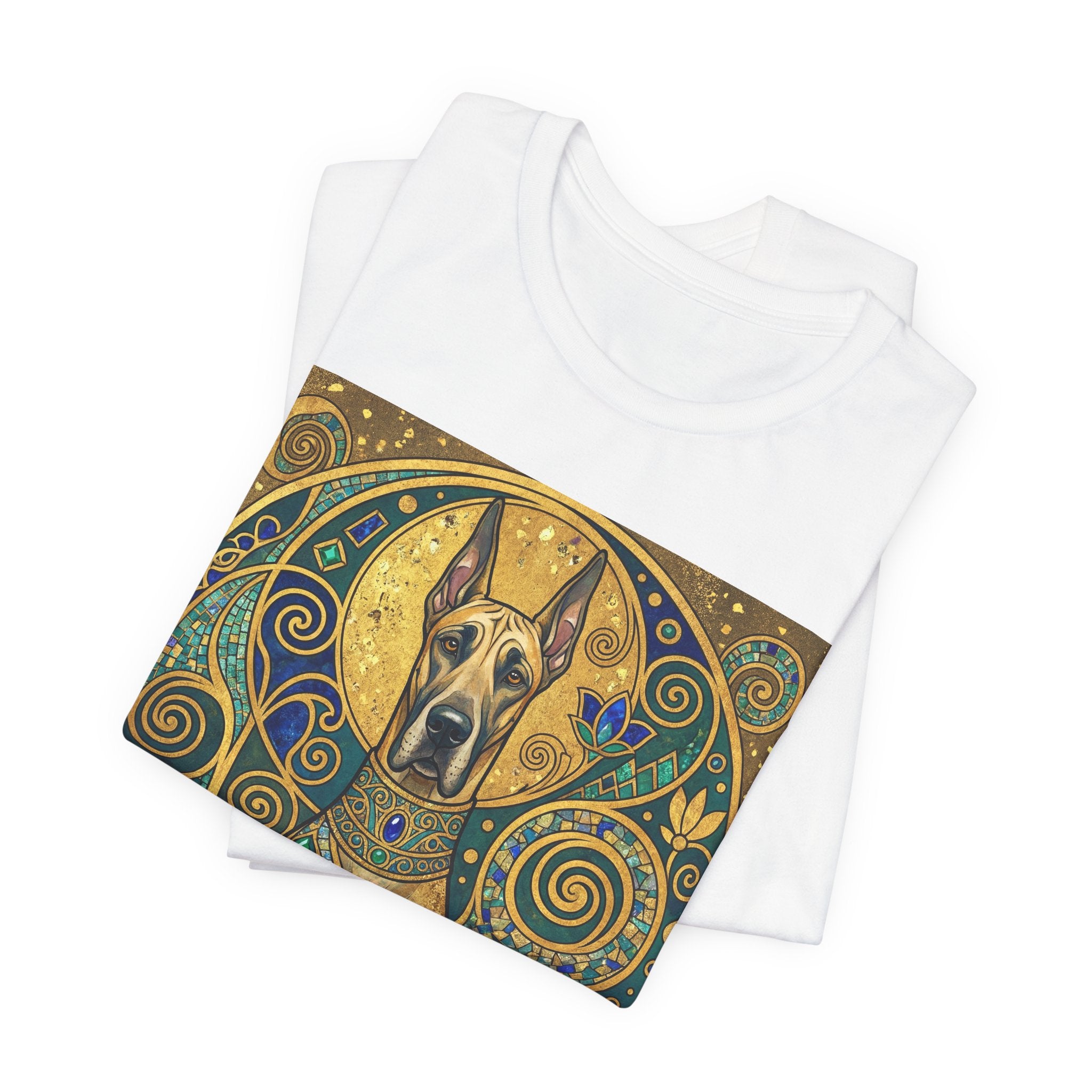 Klimt Style Great Dane T-Shirt — Gold Mosaic Mandala Art Print