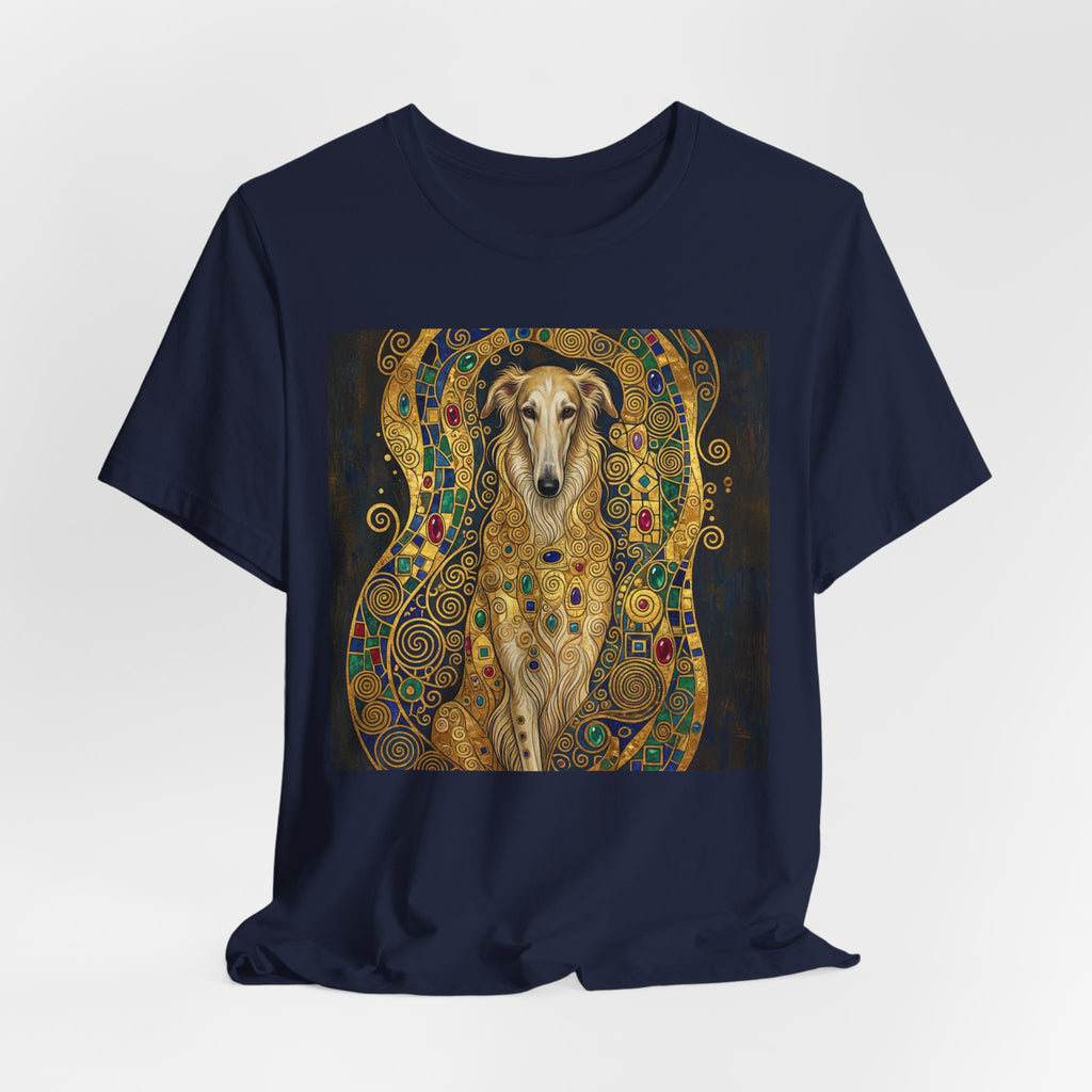 Klimt Style Irish Wolfhound T-Shirt — Gold Mosaic Art Print