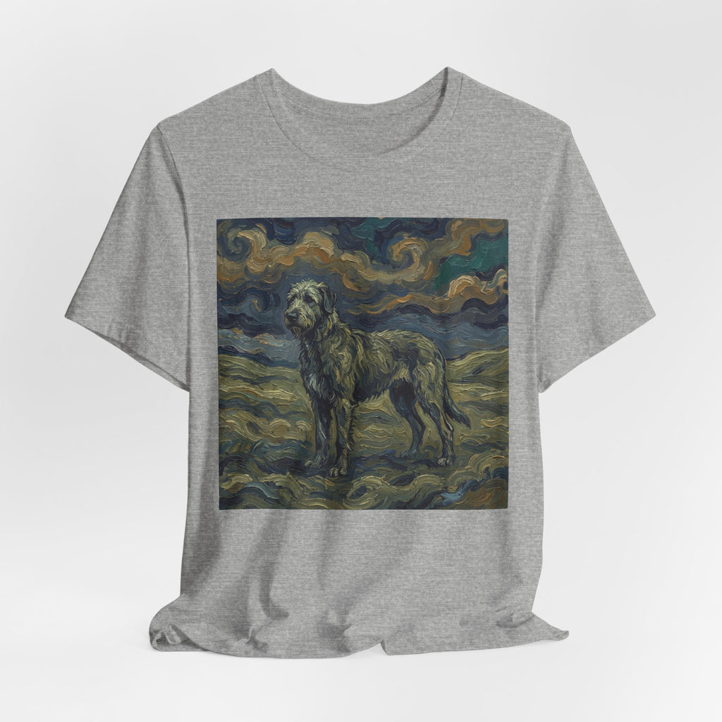 Van Gogh Style Irish Wolfhound T-Shirt — Swirling Storm Sky Art Print