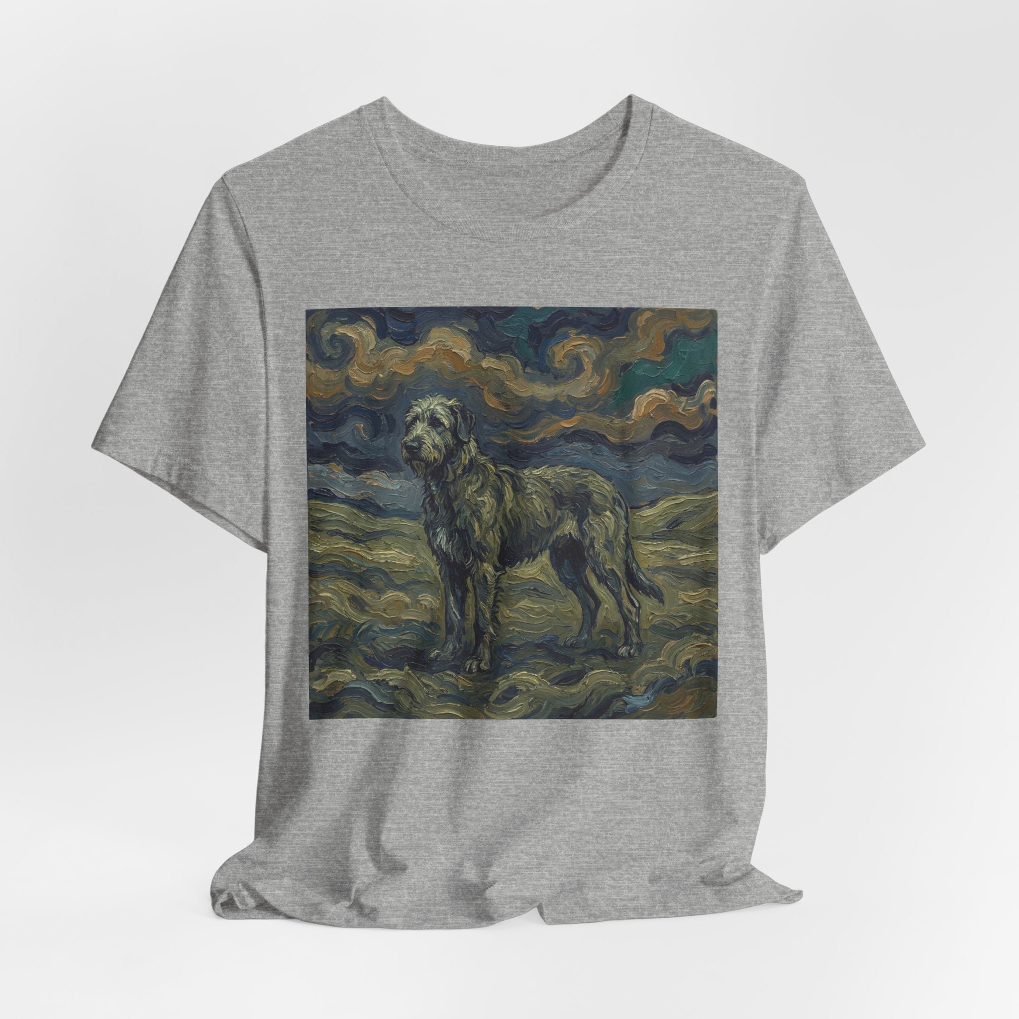 Van Gogh Style Irish Wolfhound T-Shirt — Swirling Storm Sky Art Print