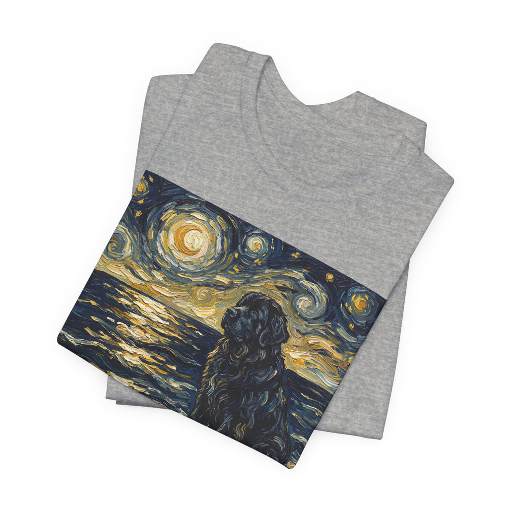 Van Gogh Style Newfoundland T-Shirt — Moonlit Ocean Waves Art Print