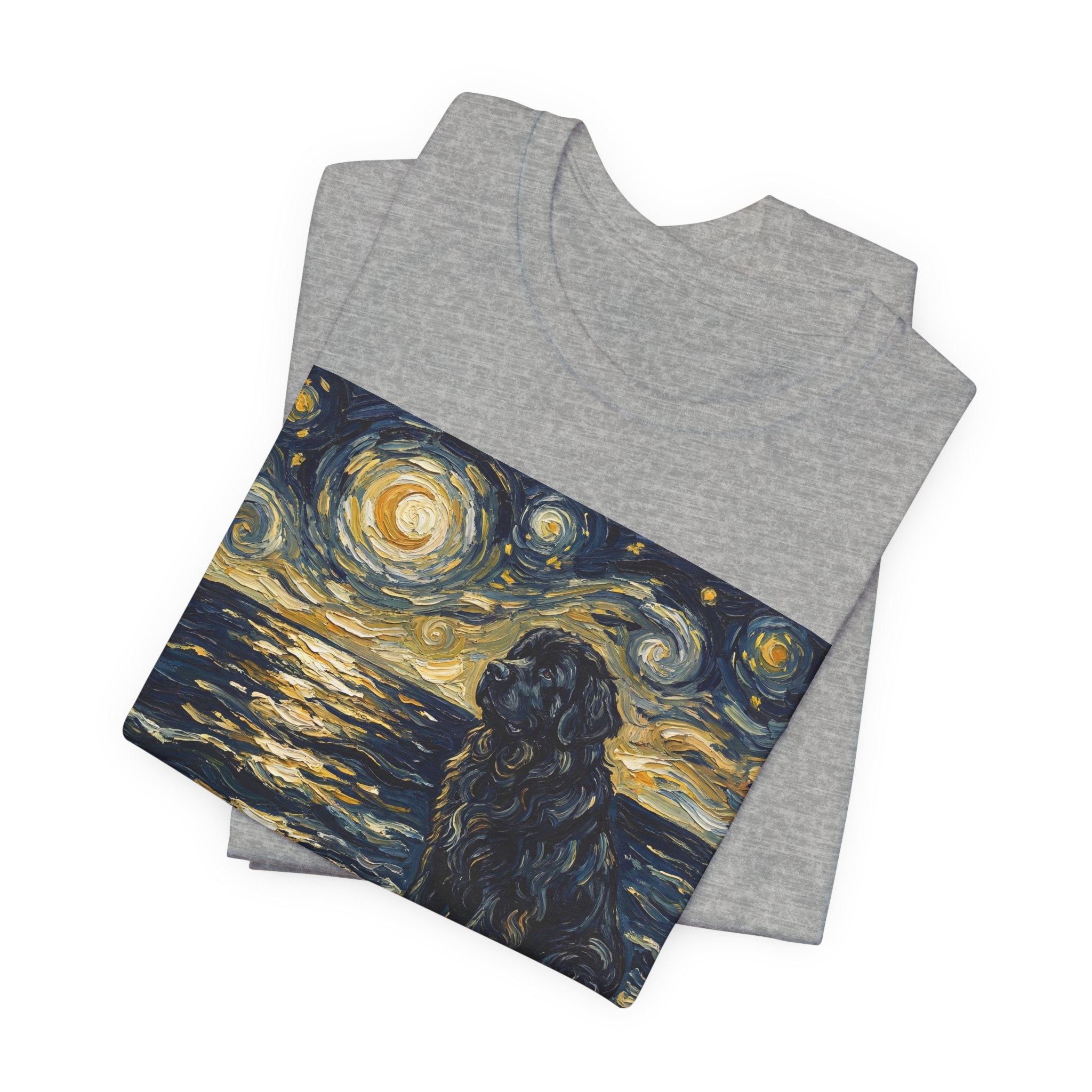 Van Gogh Style Newfoundland T-Shirt — Moonlit Ocean Waves Art Print