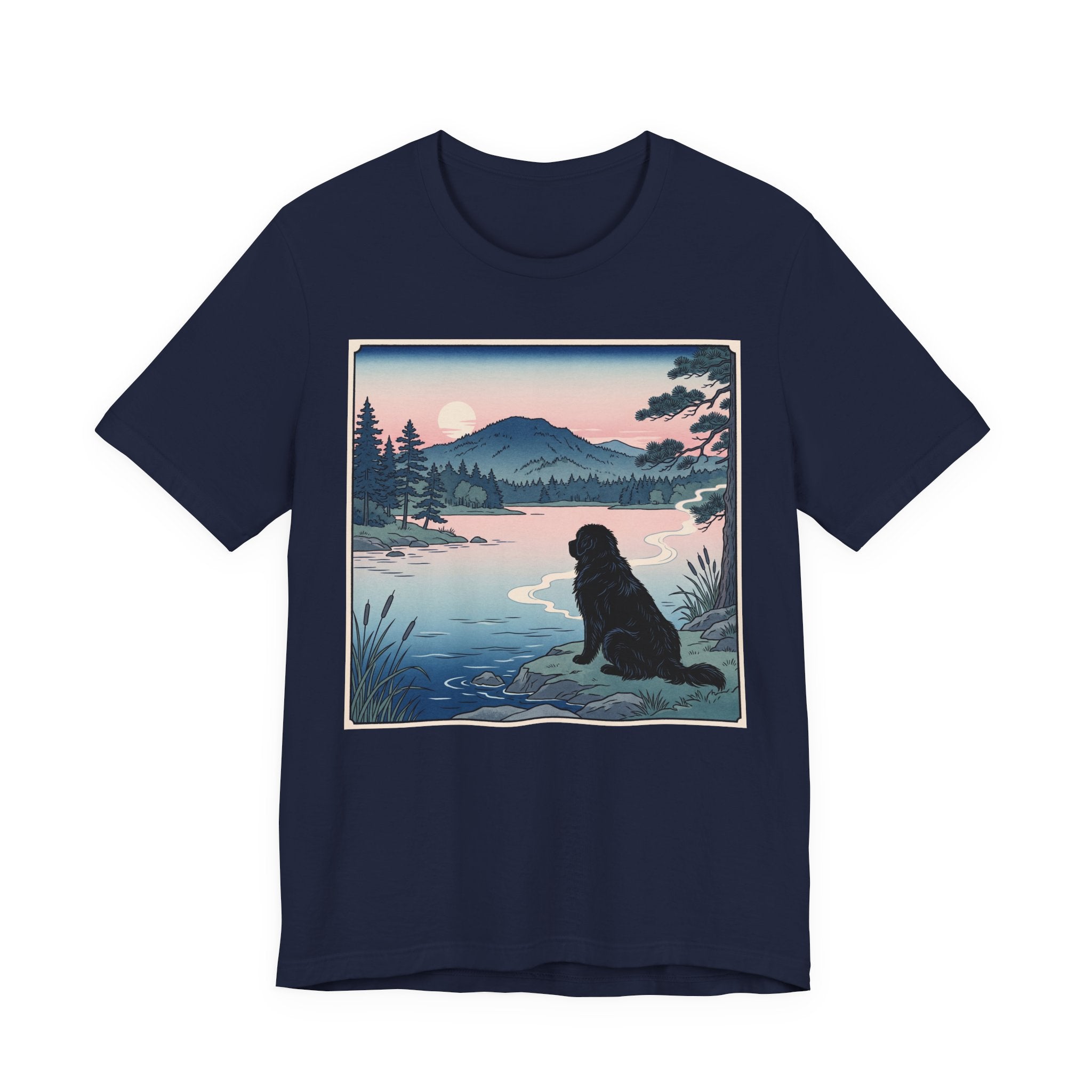Hiroshige Style Newfoundland T-Shirt — Lakeside Dusk Art Print