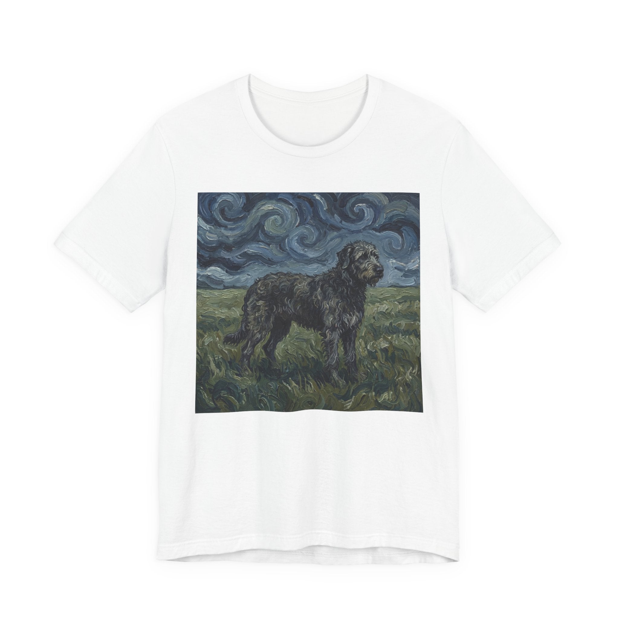 Van Gogh Style Irish Wolfhound T-Shirt — Swirling Storm Field Art Print