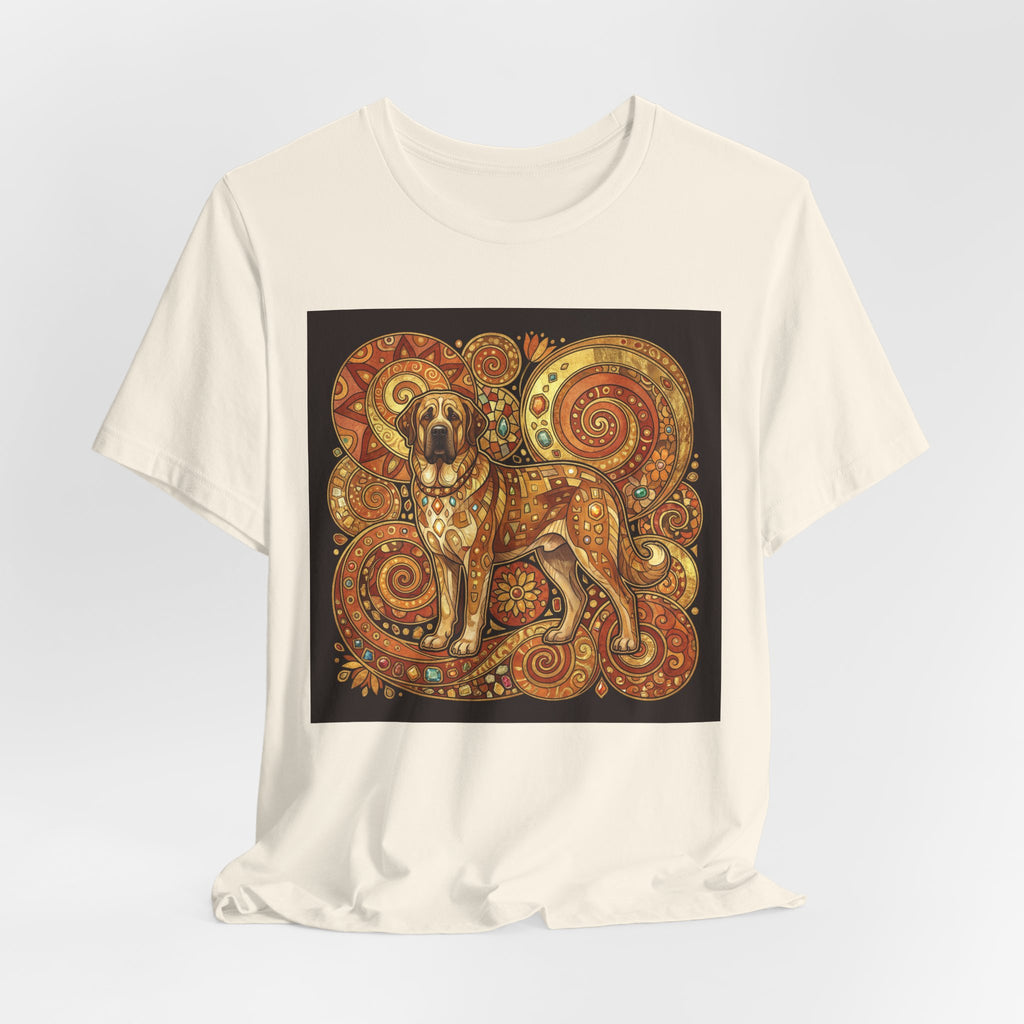 Klimt Style Spanish Mastiff T-Shirt — Gold Spiral Mosaic Art Print