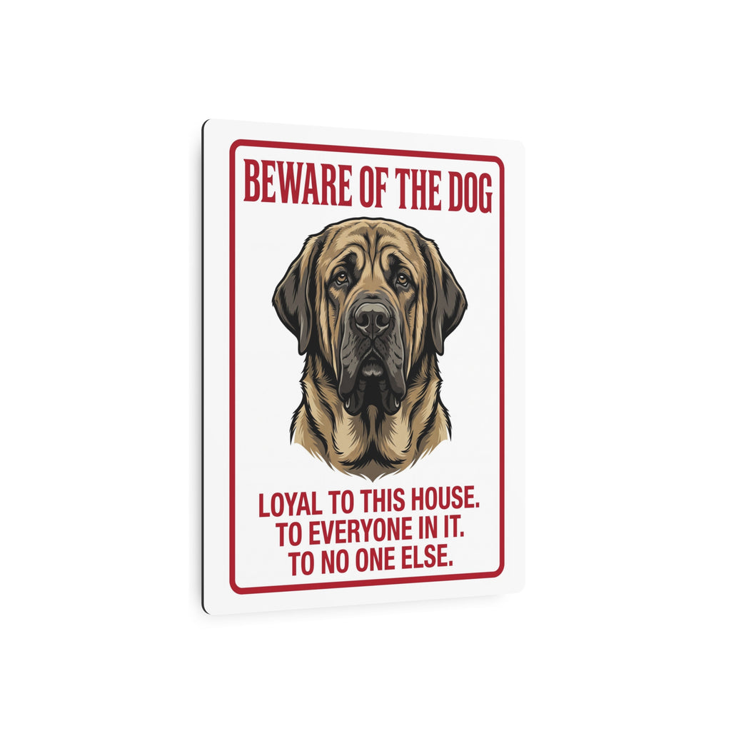 Beware of Mastiff Metal Sign – Fawn Portrait Aluminum Wall Sign – lifestyle view